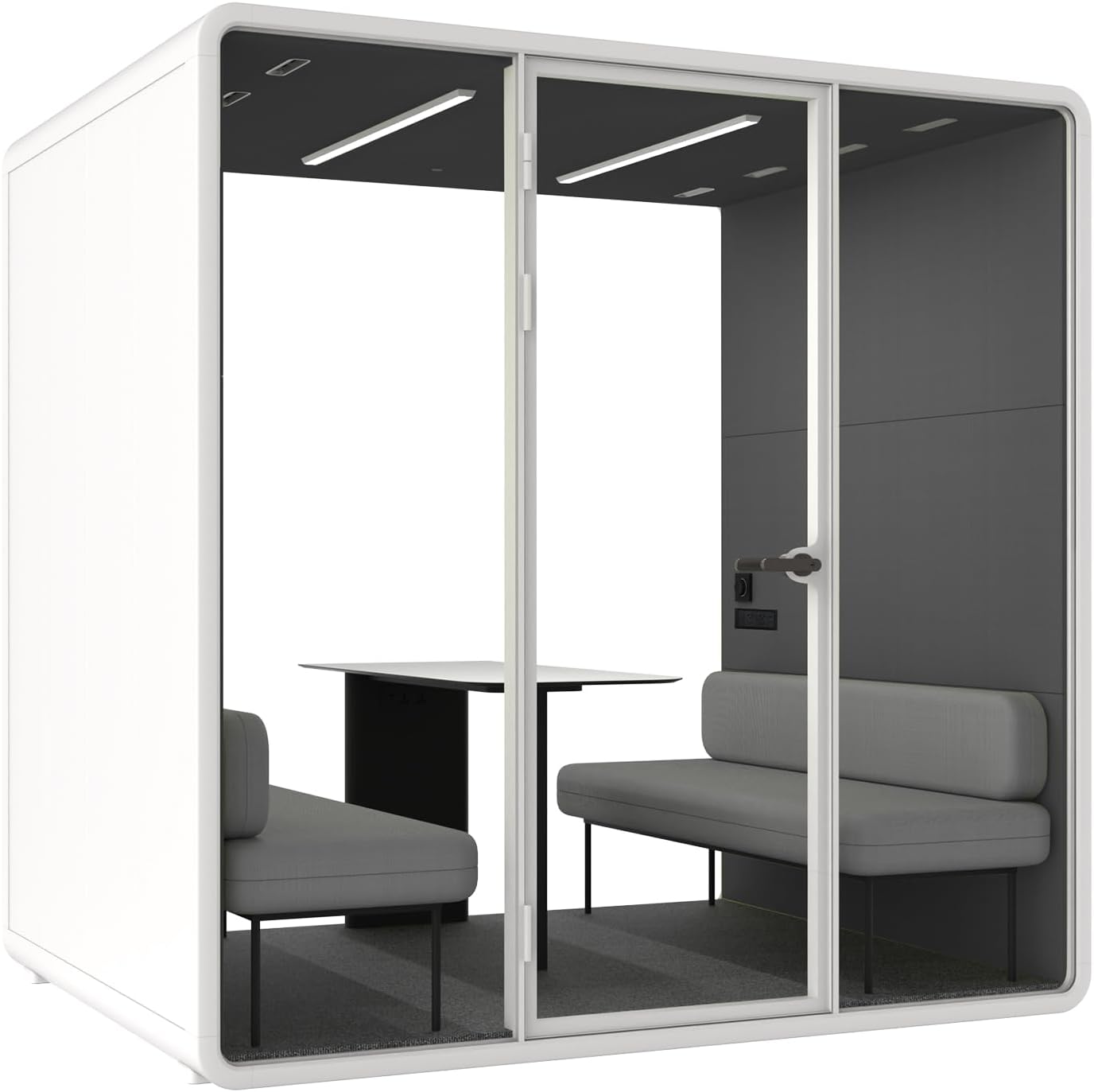 Soundproof Office Pod Booth, Quiet Meeting Pod with Acoustic Panels, Sound Proof Room with Desk, Portable Removable Working Booth for Private Phone Calling, Study, 4 People L Size H92in W91in D70in