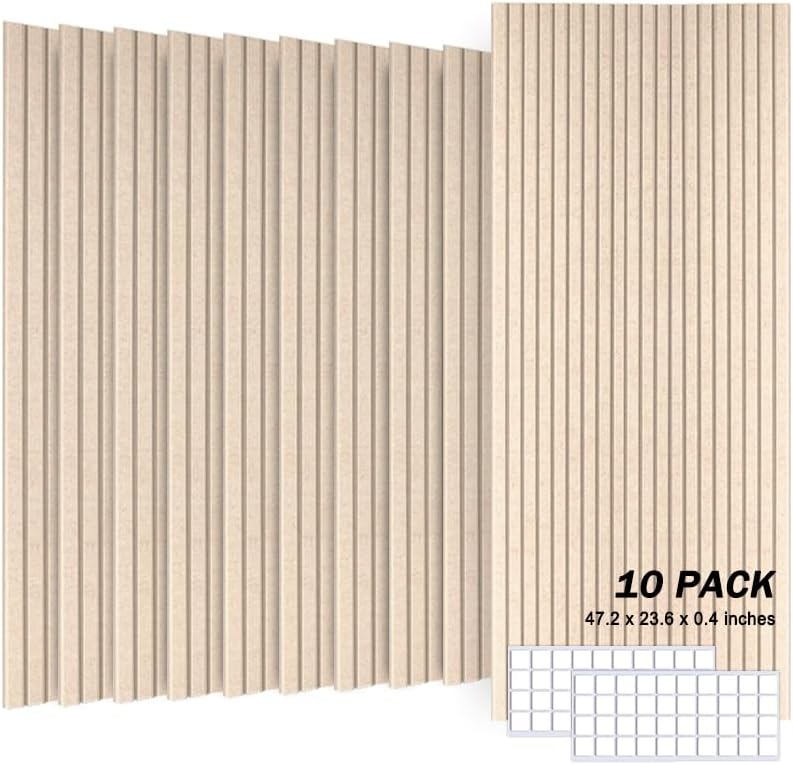 10 Pack Large Acoustic Panels, 48"X24"X0.4" Sound Proof Foam Panels for Walls, Sound Dampening Panels, Sound proof panels for walls, Soundproof Wall Panels for Home Studio&Office Decor.(Deep Camel)