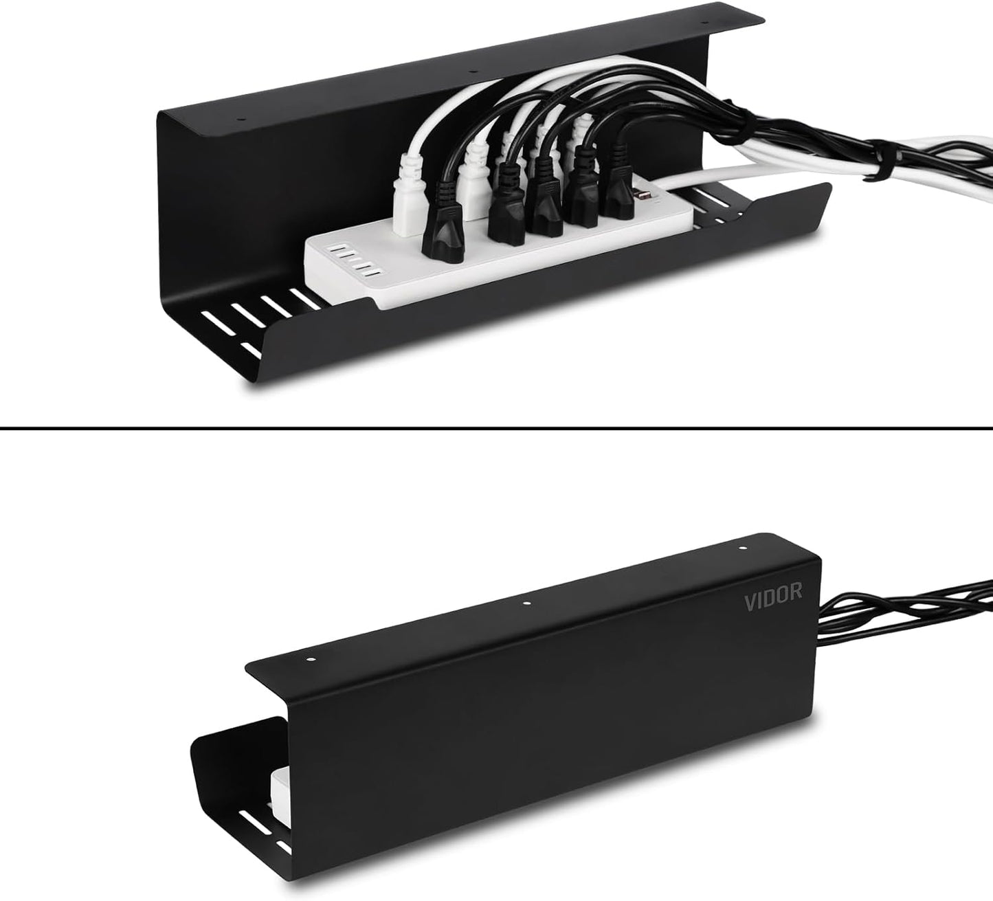 VIDOR Under Desk Cable Management Tray 1-Pack, 17" Cord Organizer, No Drill Alloy Steel, Perfect for Standing Desk, Wire Management for Office Home