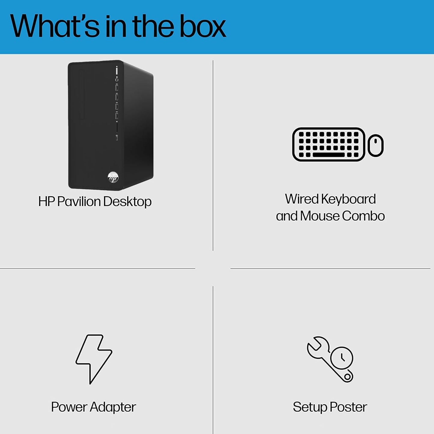 HP Pavilion Tower Desktop Computer, Intel 8-Core i7-10700F up to 4.8GHz, 64GB DDR4 RAM, 4TB PCIe SSD, GeForce GT 610 2GB, WiFi 6, Bluetooth, RJ-45, Type-C, KB & Mouse, Black, Windows 11 Pro, Tichang