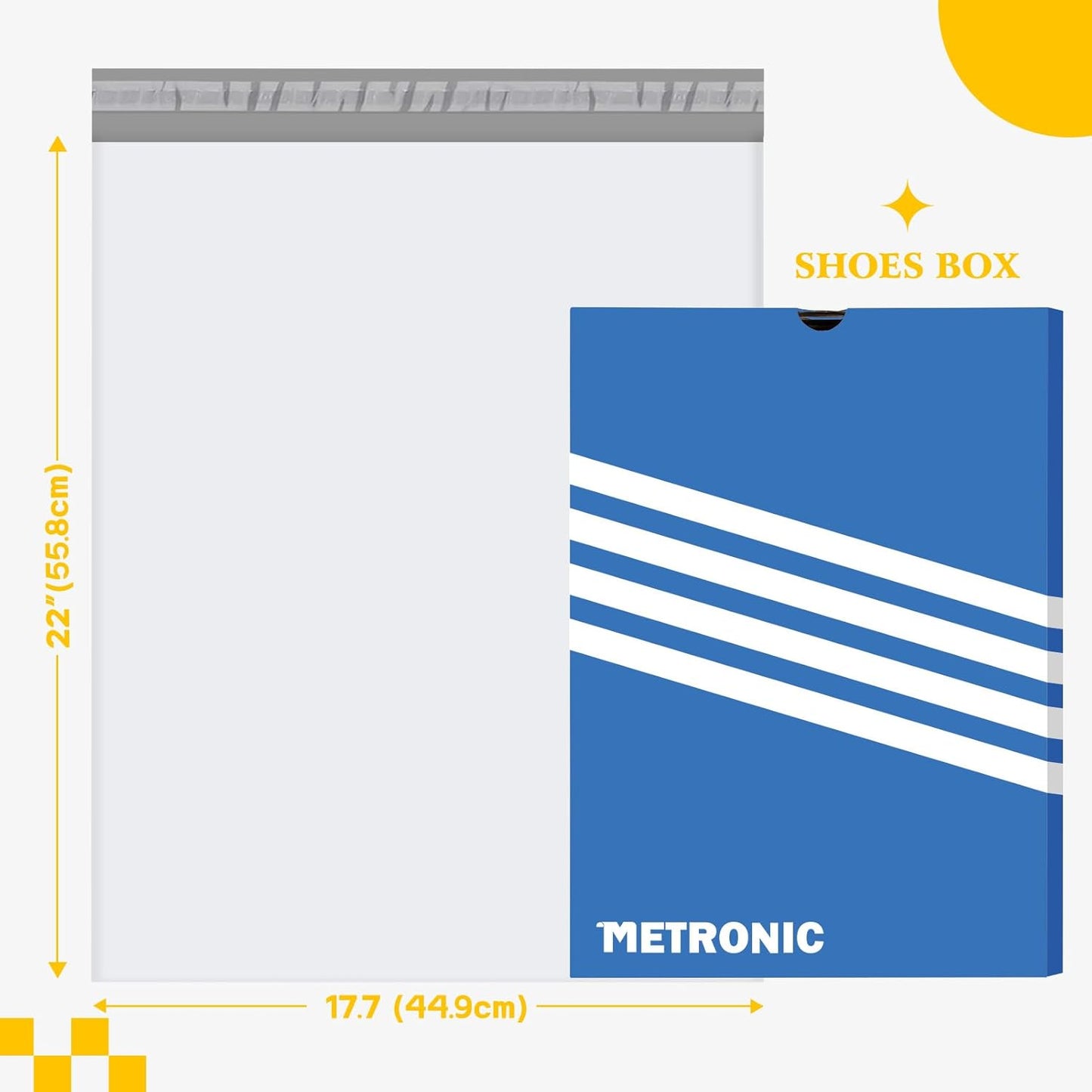 Metronic 25Pcs Poly Mailers 17.7x22 Inch,Large Shipping Bags for Clothes Bulk,Strong Self Adhesive Shipping Envelopes for Small Business,Waterproof Mailing Envelopes for Packaging White