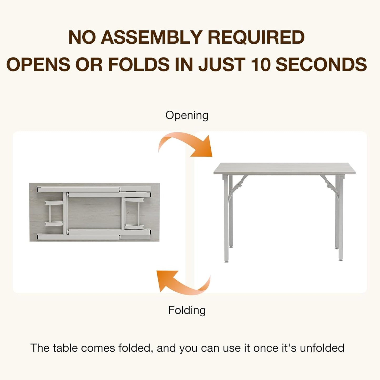 TEMI Small Computer Desk Folding Table - 43.3" Foldable Office Desk, No Assembly, Perfect for Small Spaces in Bedroom, Dorm, or Apartment, Portable Mini Desk or Study Table Compact Design, White Ash