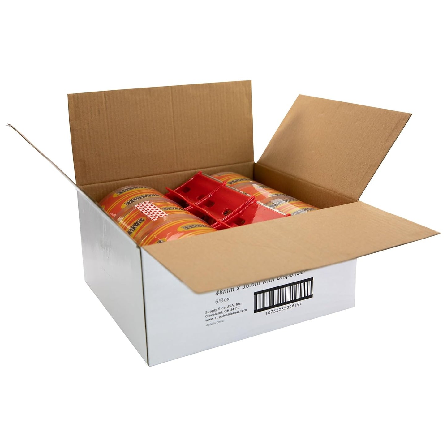 Crystal Clear Packing Tape with Dispenser, 6 Rolls of Heavy Duty Shipping and Moving Packaging Tape, 2 Inch x 40 Yards Each (240 Yards Total)