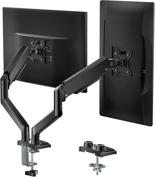 WALI Dual Monitor Stand for 17-32 inch Computer Screens, Dual Monitor Arms for 2 Monitors Holds up to 22 lbs, Height Adjustable Gas Spring Dual Monitors Mount, VESA 75x75/100x100mm (GSMP002N), Black