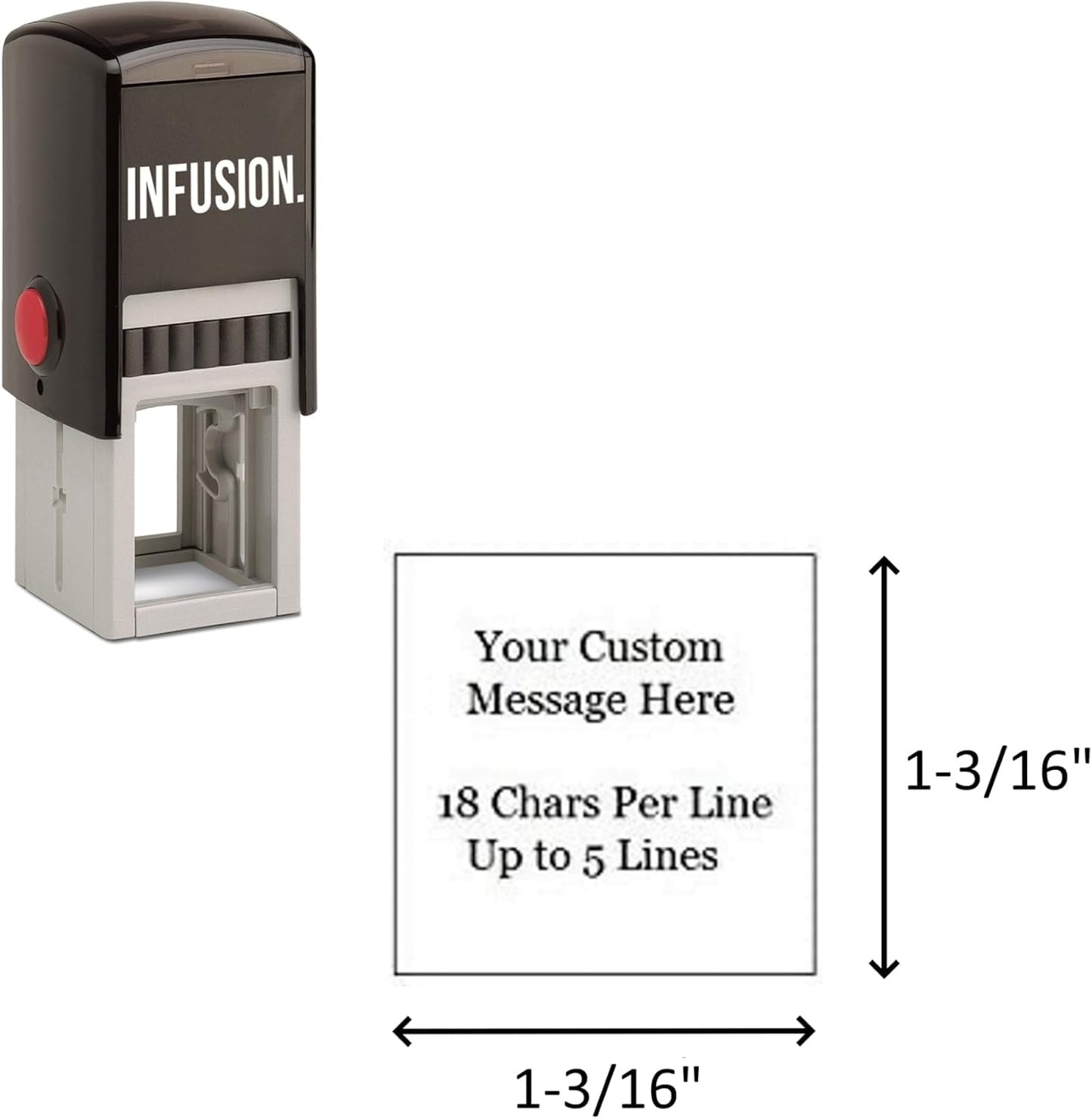 Infusion Self-Inking Custom Rubber Stamp (Personal or Business Use) - Choose from 16 Colors (1-3/16" x 1-3/16")