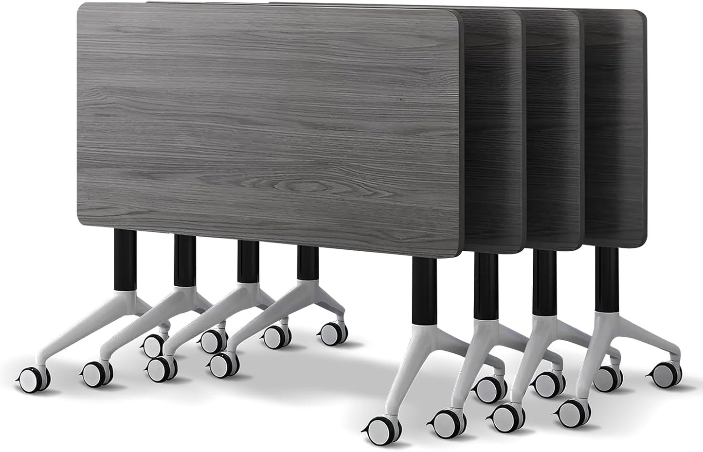 Conference Room Table with Flip-Top Design for Dynamic Meetings, Business Table Computer Desk with Heavy-Duty Frame,Foldable Seminar Meeting Tables for Home Office (4, B, 55.1IN)