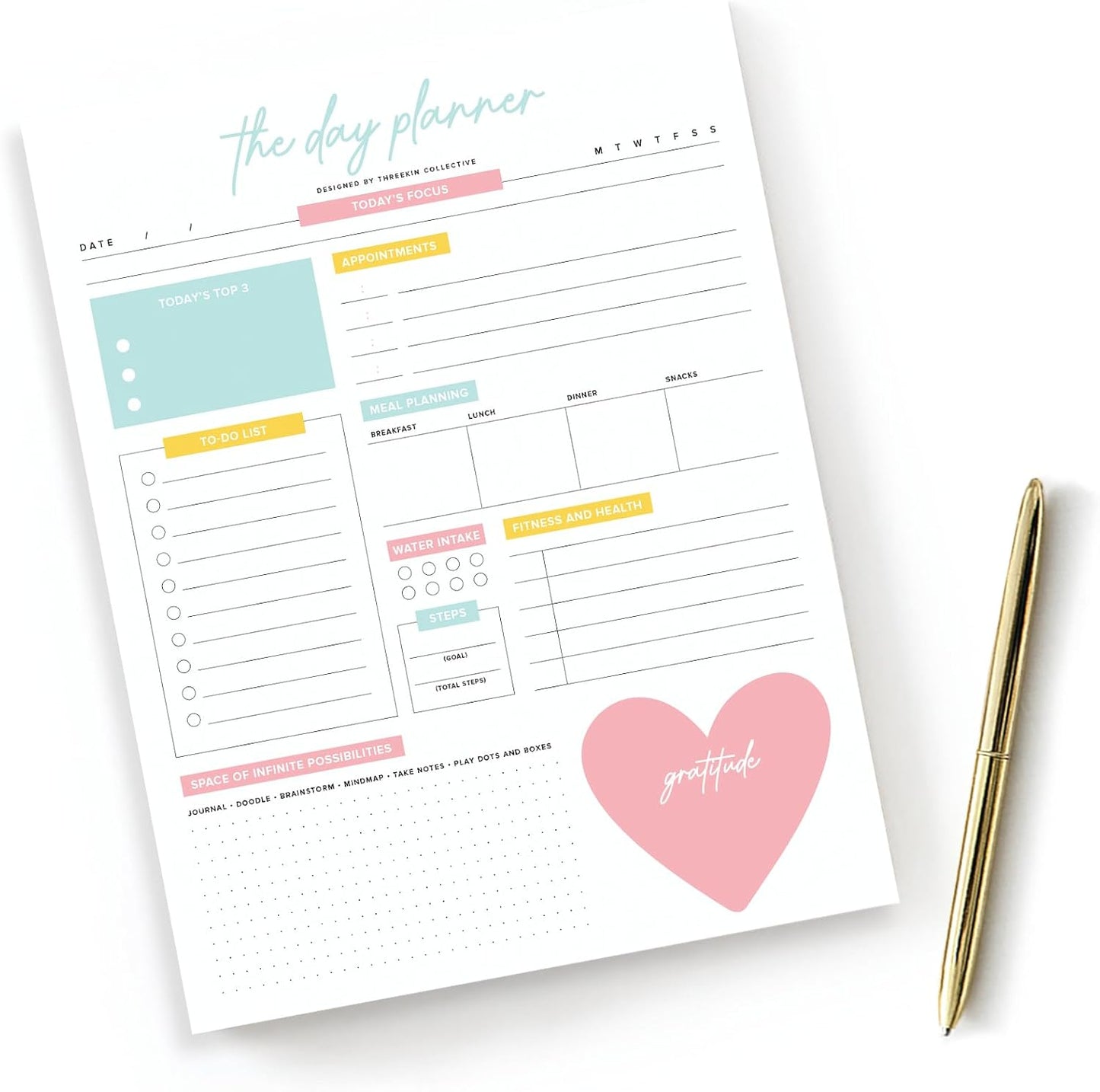 The Day Planner - 8.5 x 11 Daily Planner Pad | Motivational Planner for Women | Time Management and Productivity Tool | Women-Owned USA Business