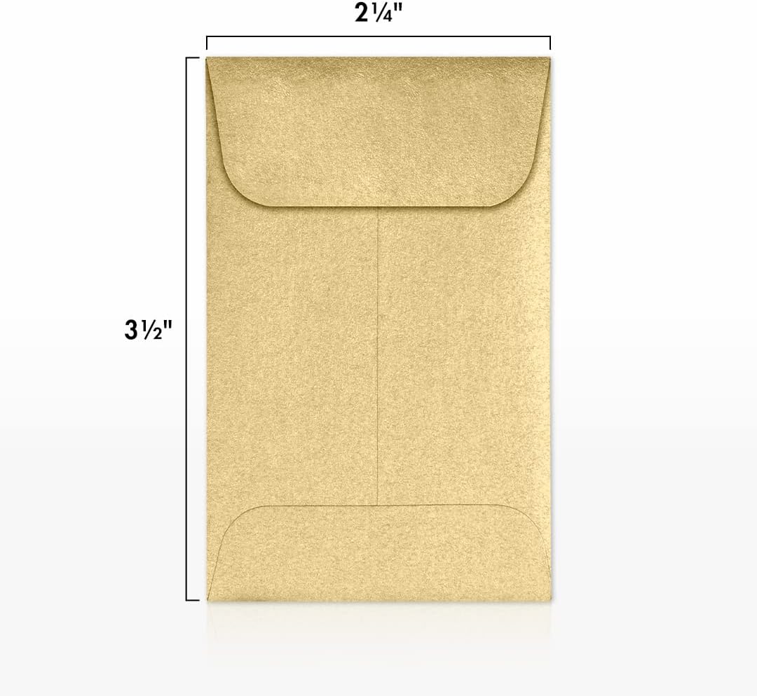 LUXPaper #1 Coin Envelopes | 2 1/4" x 3 1/2" | Blonde Metallic | 80lb. Text | 250 Qty