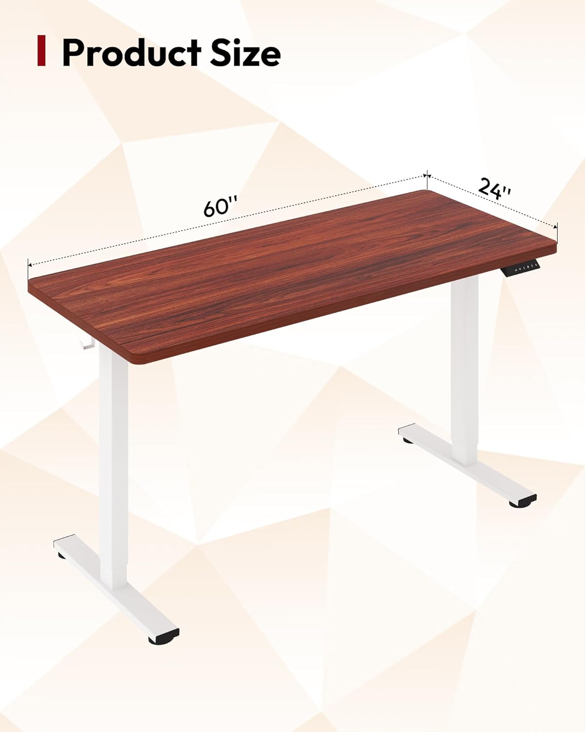 SANODESK Electric Standing Desk 60 x 24 Inches Whole-Piece Desktop Height Adjustable Stand Up Desk w/6-Button Controller Ergonomic Computer Desk for Home Office, White Frame + Mahogany Tabletop