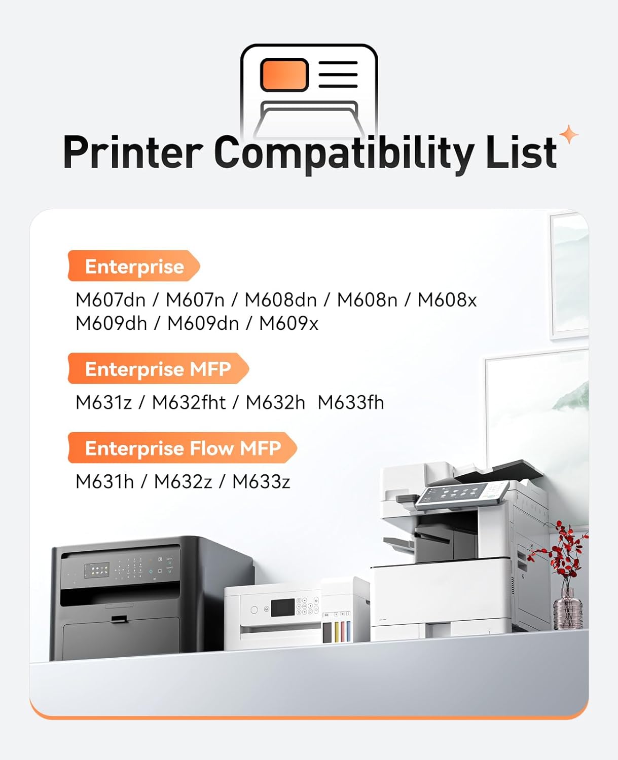 37A Black Toner Cartridge 1-Pack High Yield with Chip Replacement for HP 37A CF237A Toner Cartridges Compatible with HP Laser Jet Enterprise Flow MFP M631h M632z M633z M607dn M608x M609x M632h Printer