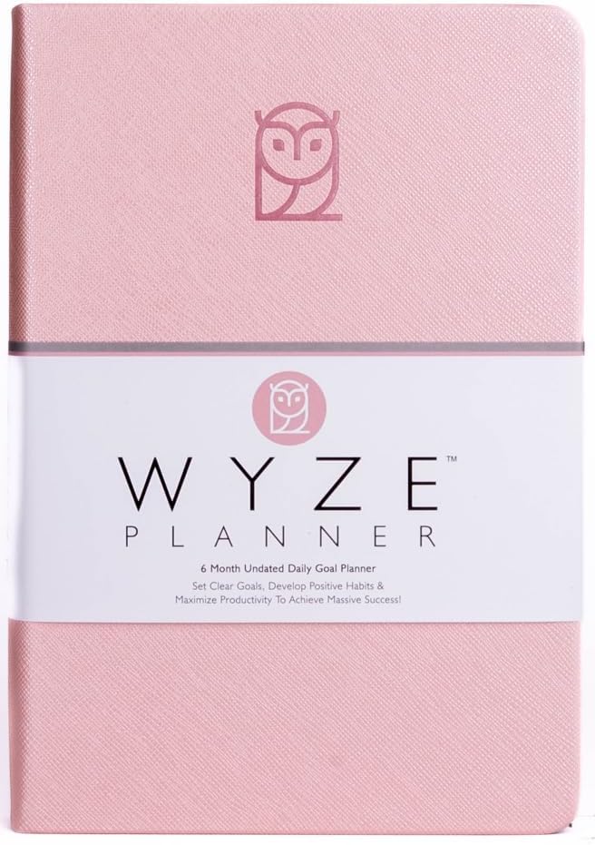 Undated Daily Planner – 6-Month A5 Productivity Organizer with Full Page Per Day, Hourly Schedule, Goal Setting, Habit Tracker, Weekly & Monthly Pages – Hardcover Time Management Notebook (Pink)