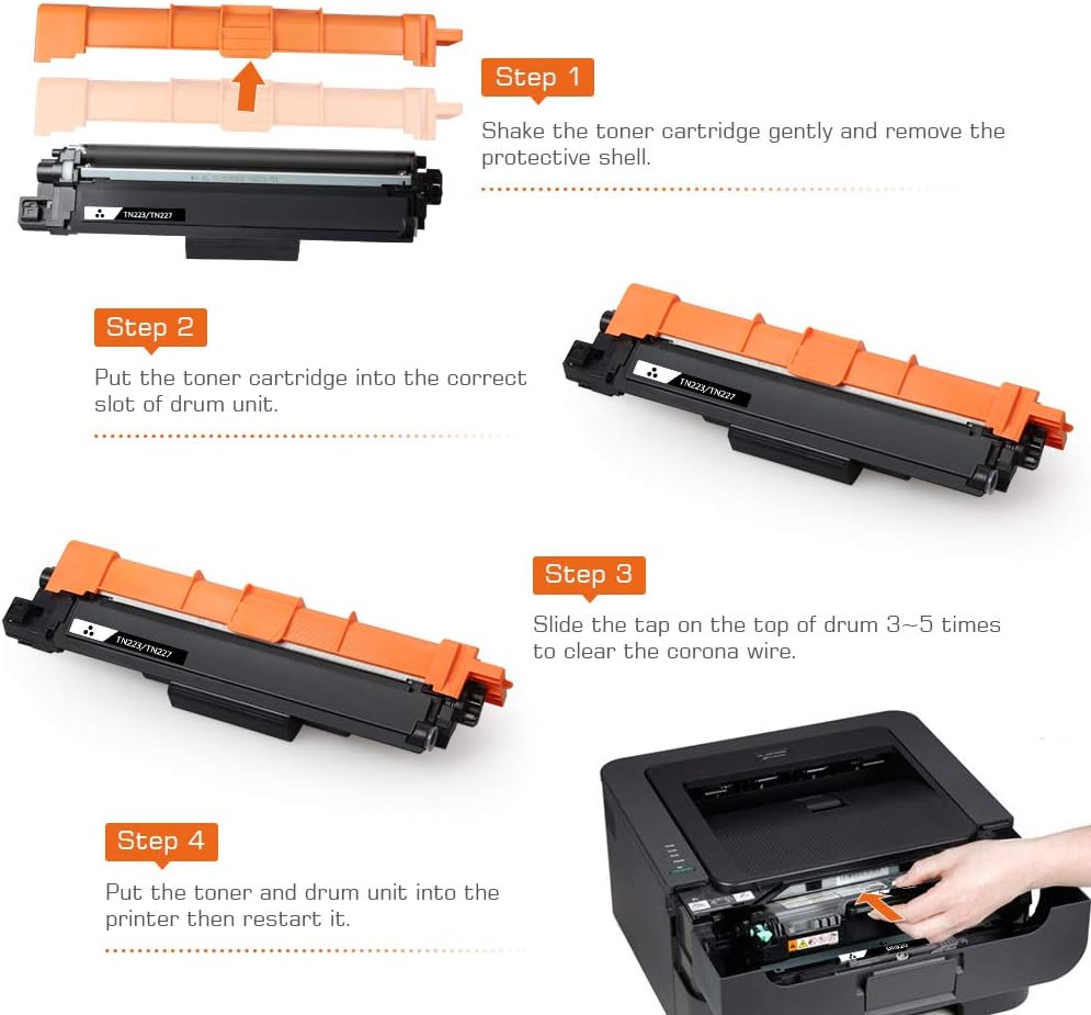 Compatible Toner Cartridge Replacement for Brother TN223 TN227 4 Pack, for use with Brother HL-L3210CW, HL-L3230CDW, HL-L3270CDW, HL-L3290CDW, MFC-L3710CW, MFC-L3750CDW
