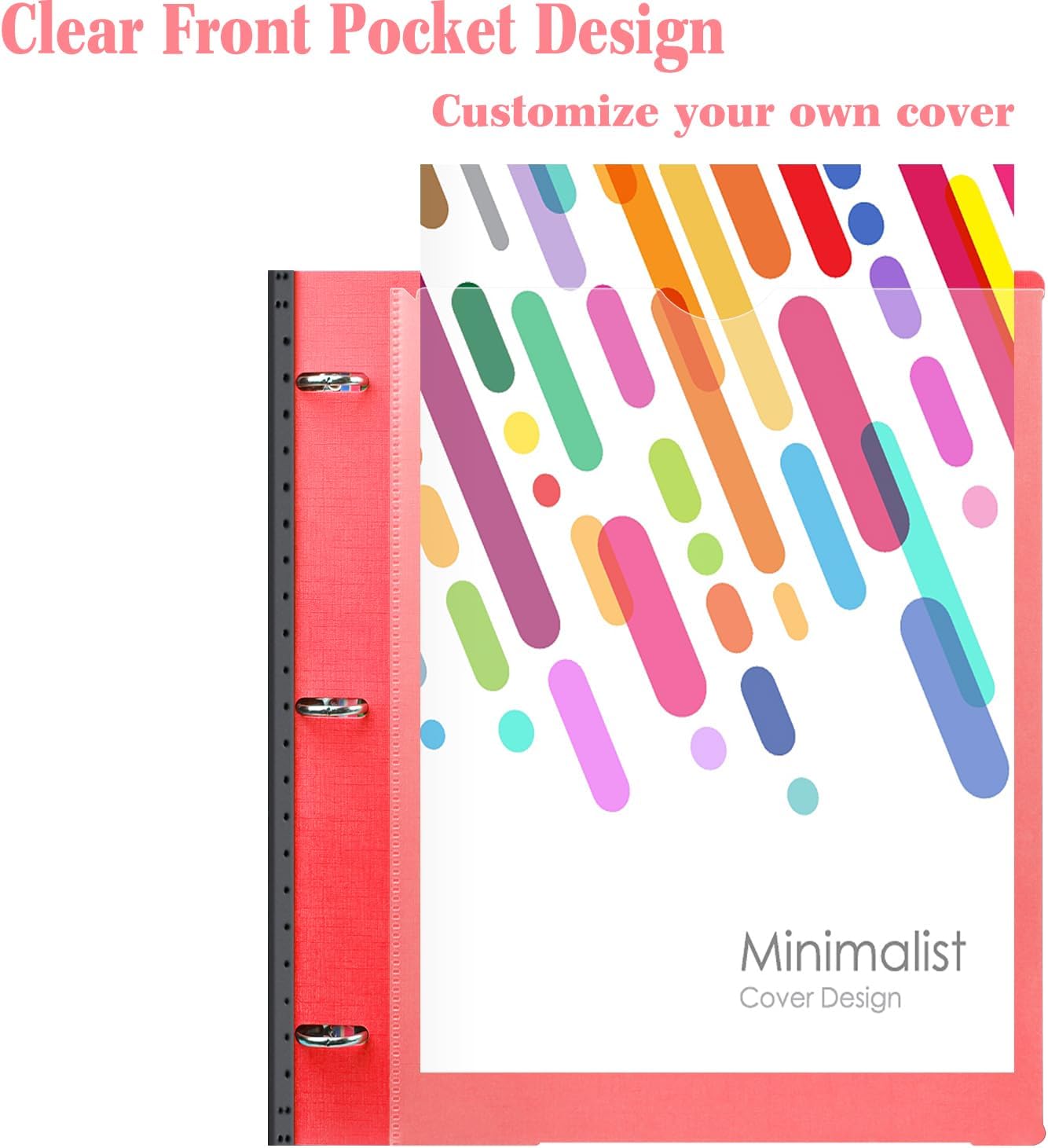INFUN Telescoping 3 Ring Binder - 12 PCS, Flexible Round Binder with Customizable Front Cover and Clear Catalog Pocket, Holds 8.5x11 inch Paper
