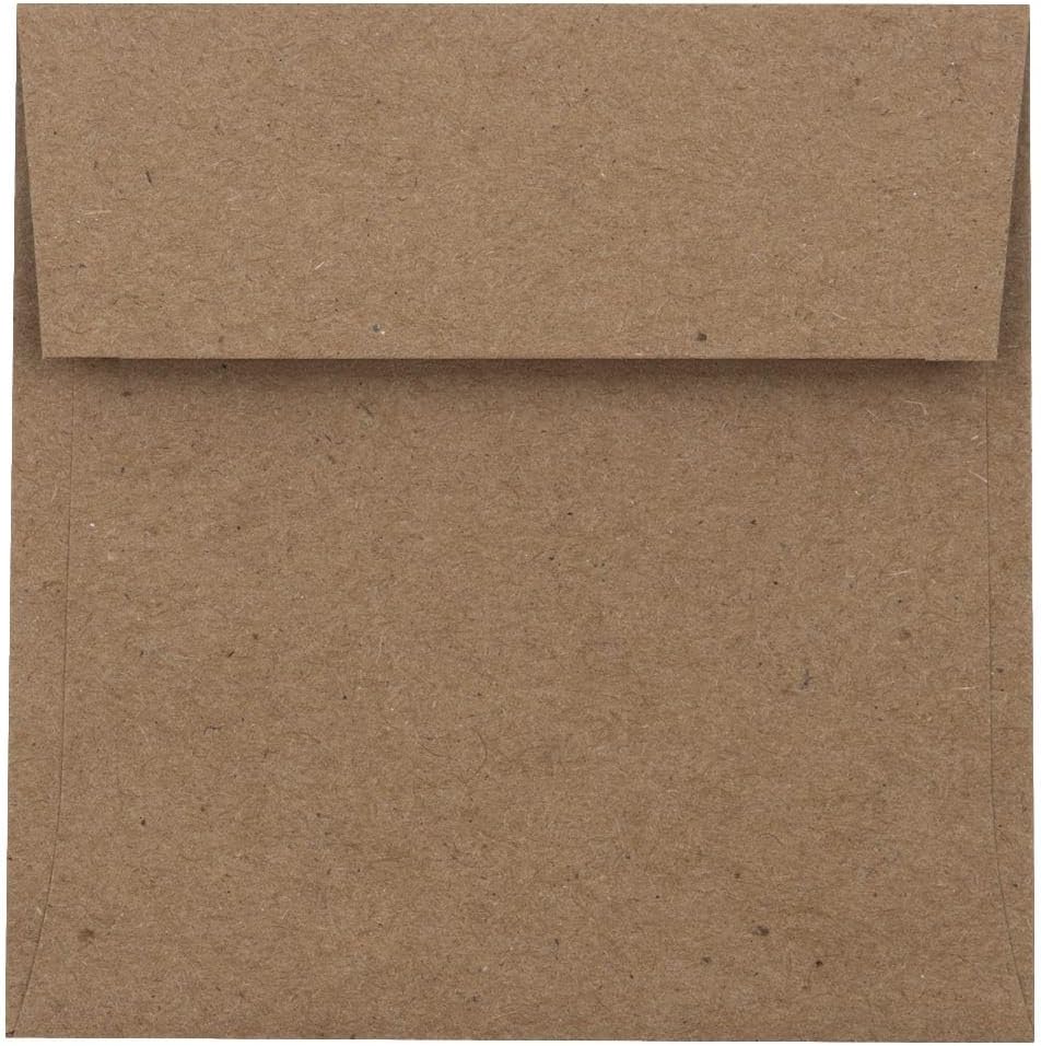 LUXPaper Square Invitation Envelopes | Peel & Press | 3 1/4" x 3 1/4" | Grocery Bag Brown | 70lb. Text | 50 Qty