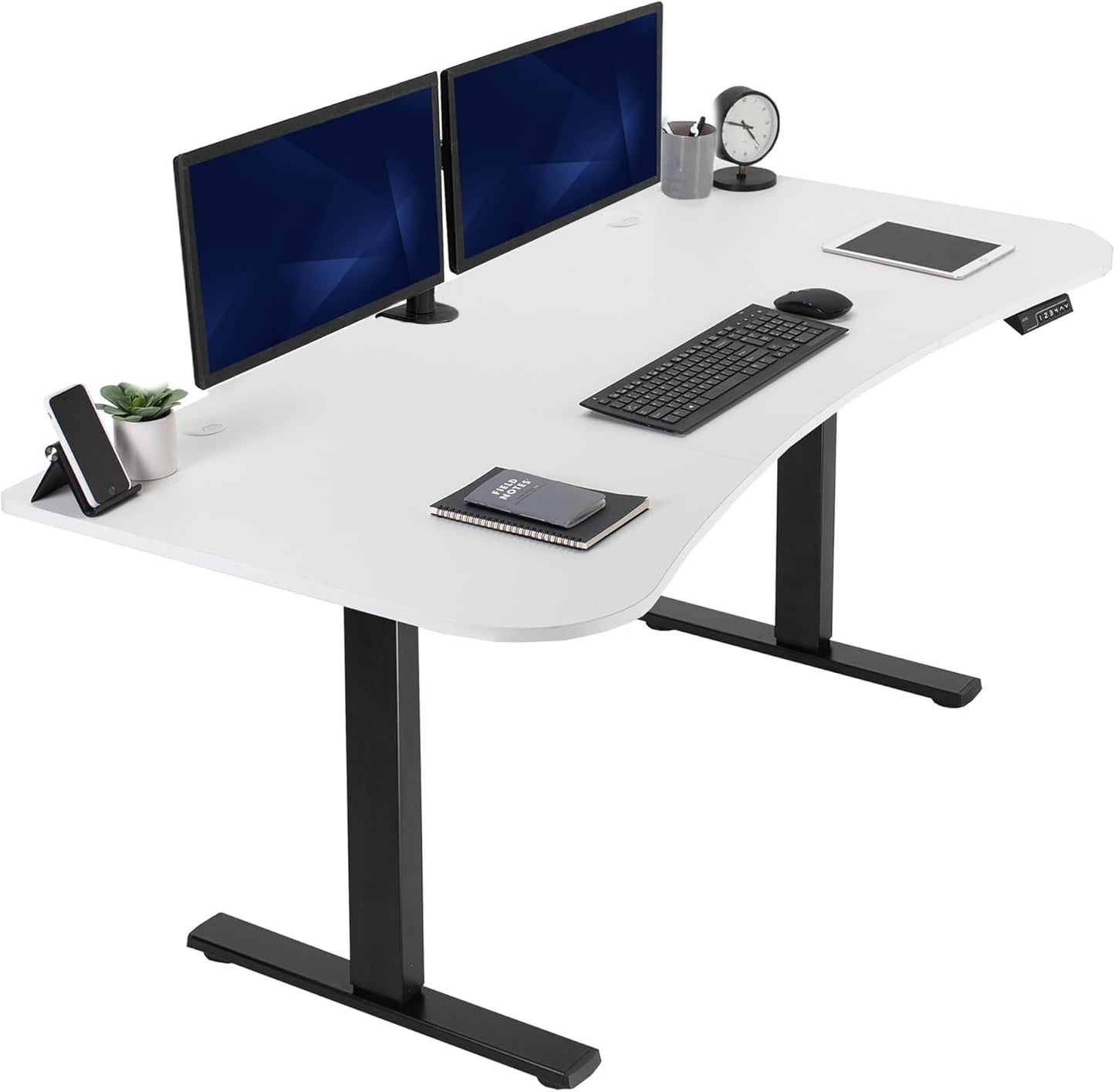 VIVO Electric 63 x 32 in Standing Desk, Memory Height Adjustment, 1B Series, White Top Black Frame, DESK-KIT-1B1W