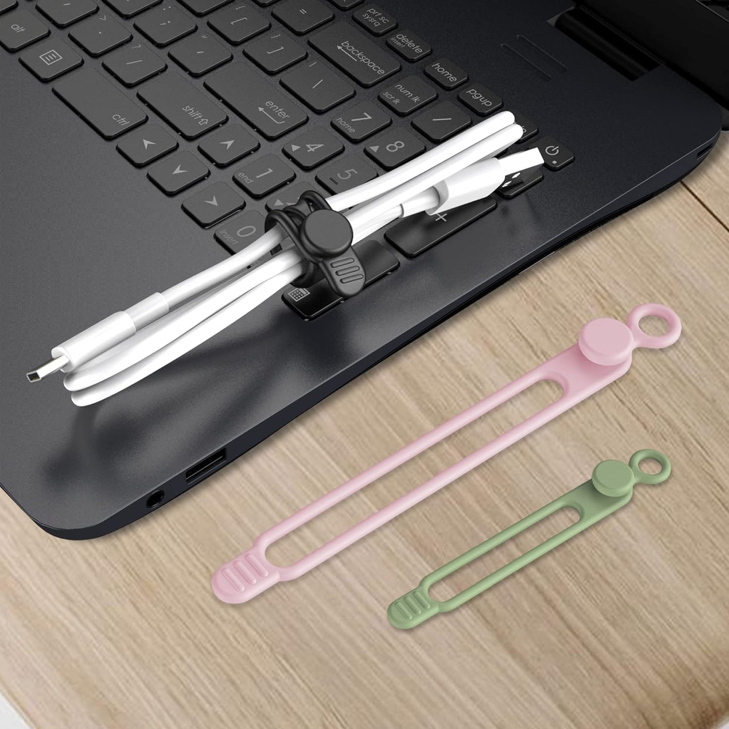 Nearockle Silicone Cable Ties Cord Organizer for Cable Management, 24PCS 4.2" and 7.1" Reusable Cable Organizer Electronic Accessories for Home, Office, Kitchen, School, Travel (4 Colors)