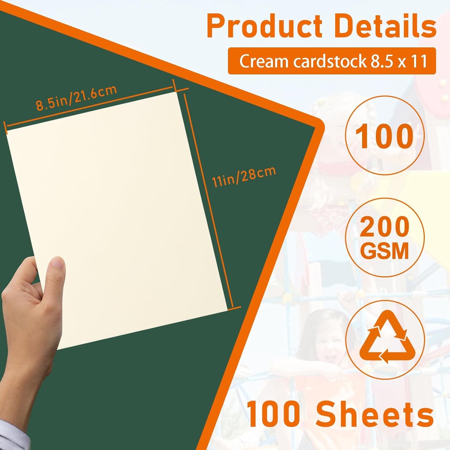 100 Sheets Cream Cardstock 8.5 x 11 Off White Paper, 75lb Premium Ivory Paper Card Stock for Wedding Invitations, Crafting, Memus, Cards Making, Certificate, Business Cards