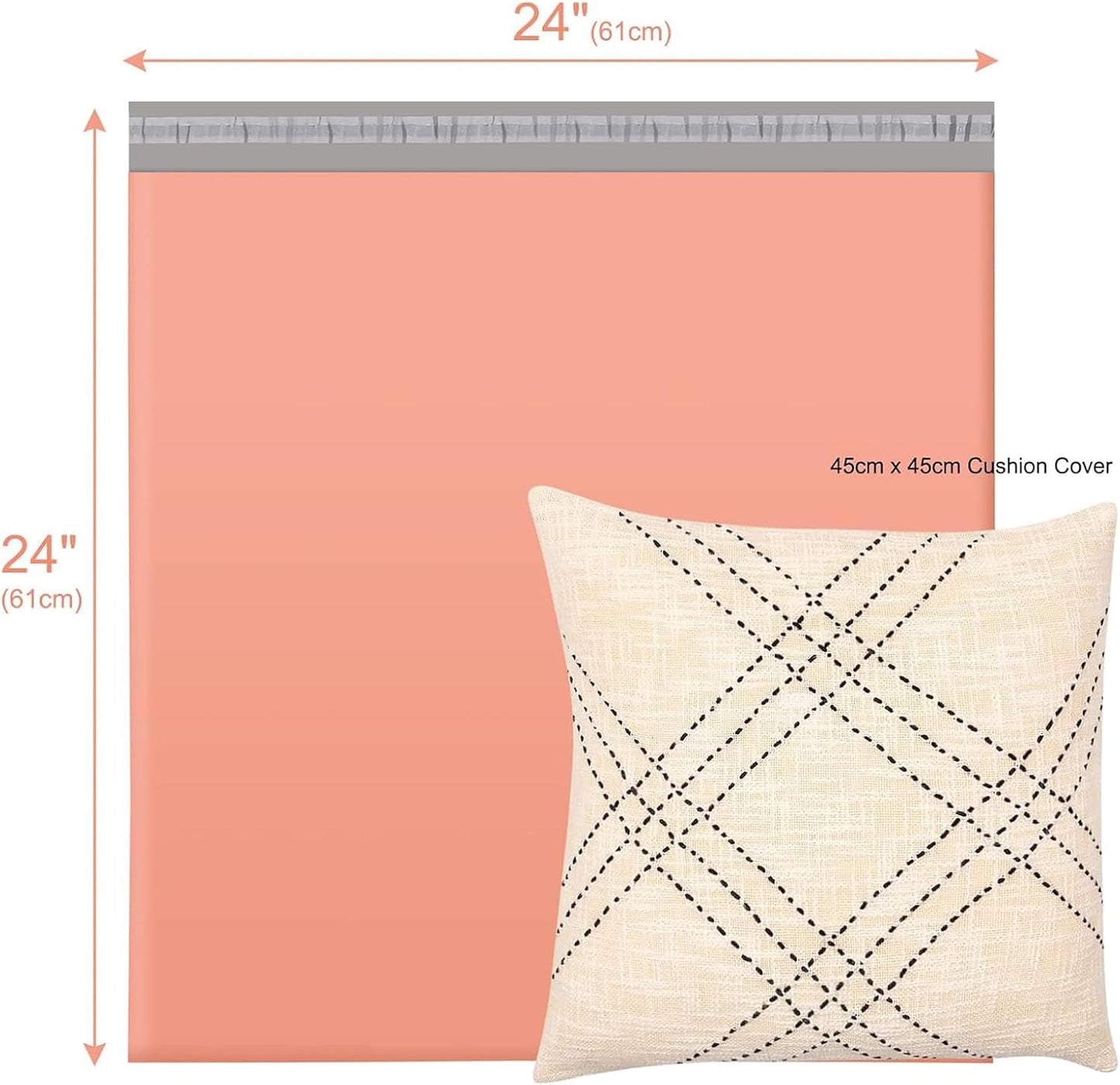 Metronic Large Poly Mailers 24x24 50 Pcs, Extra Large Shipping Bags for Clothing | Strong Adhensive Mailing Bags for Small Business, Shipping Envelopes, Tear-resistant Packing Bags in Peach Pink