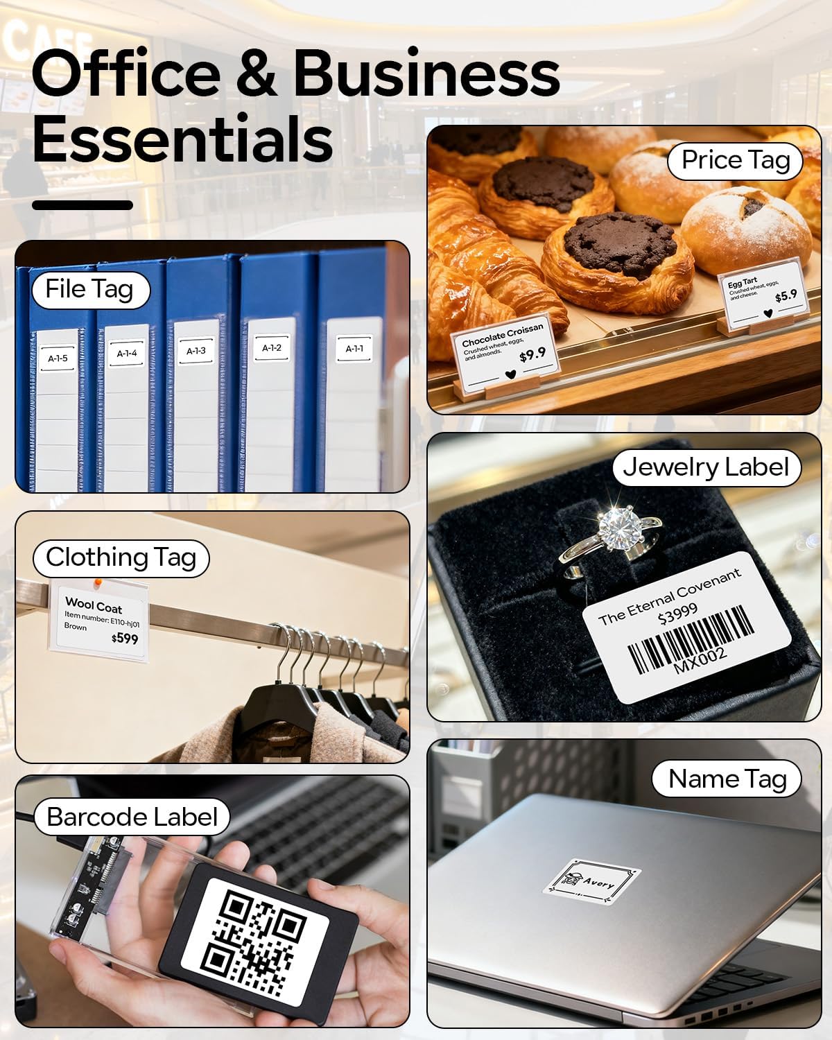 Phomemo Label Printer - M110 Barcode Printer, Upgraded Bluetooth Portable Thermal Label Maker for Product, Address, Small Business, Office, Home for Phone/Tablet/PC/Mac, with 100pcs Labels, Lake Blue