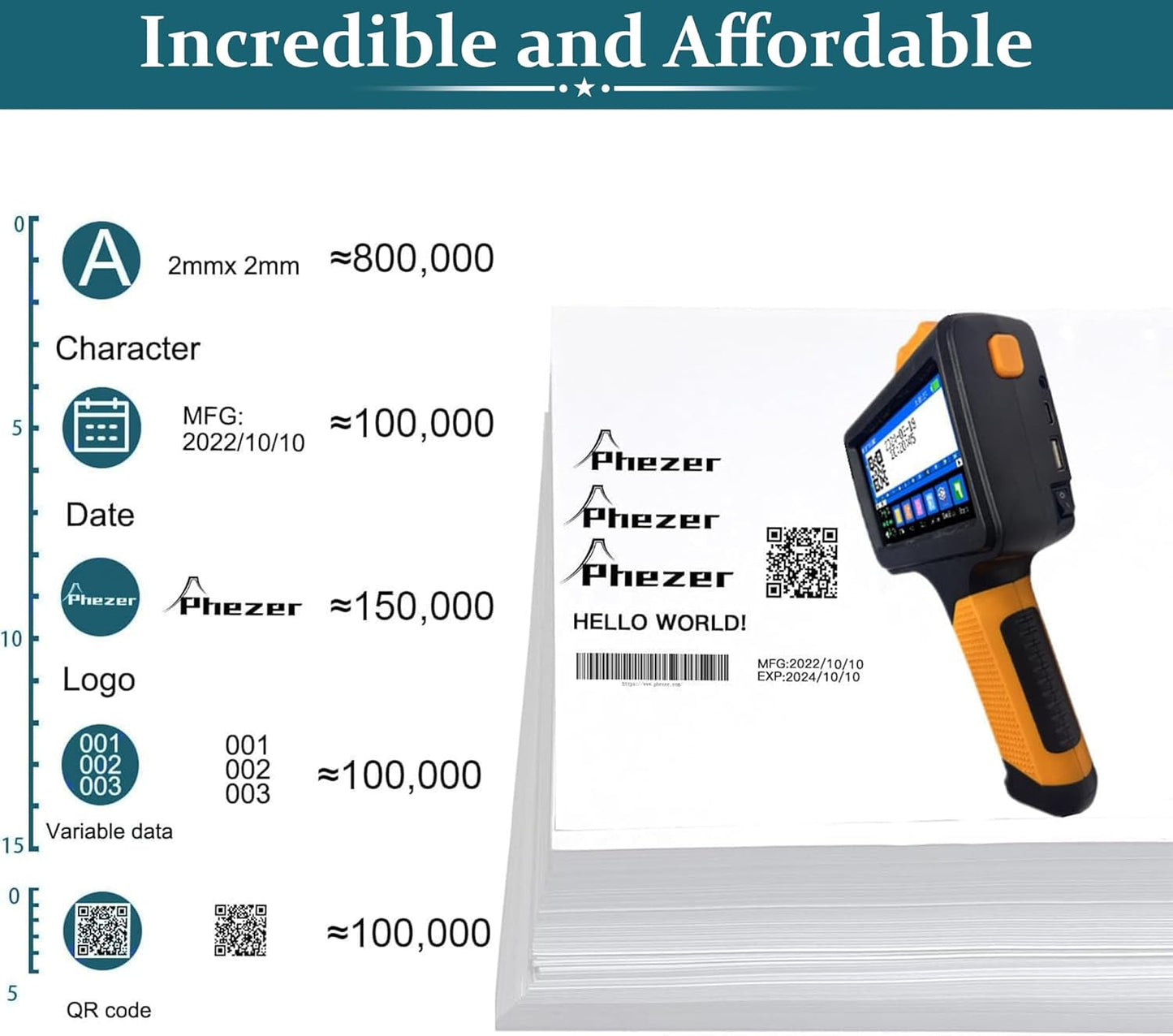 P19 Handheld Inkjet Printer for Any Surface, Portable 360° All-Round Coding Machine Print Height 2-12.7mm for Date/Time/Barcode/QR Code/Logo, with Cartridge(Anti-Slip Handle, Upgrade Version)