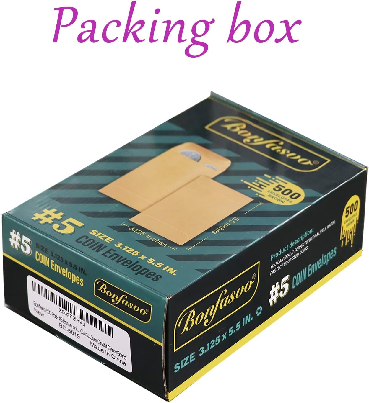 500 Pack #5 Brown coin envelope 3.125 x 5.5 inches Kraft Envelopes Classic Small Parts Envelopes with Self Adhesive Gummed Flap for Coins Cash Credit Cards Seeds