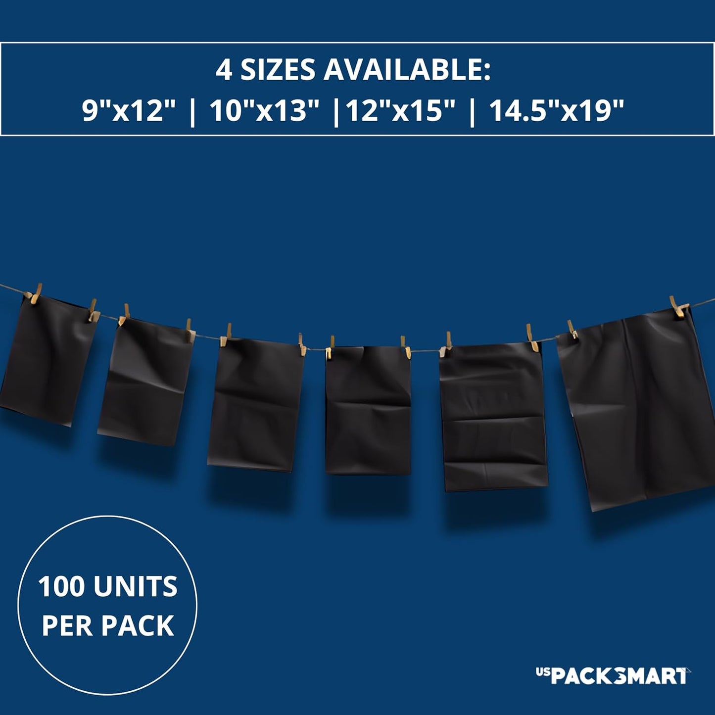 Black Plastic Poly Mailers 12"x15" | Shipping Bags for Clothing, Books & Accessories | Durable Shipping Envelopes | Waterproof and Tear-Proof with Strong Self-sealing Adhesive | 100-Pack
