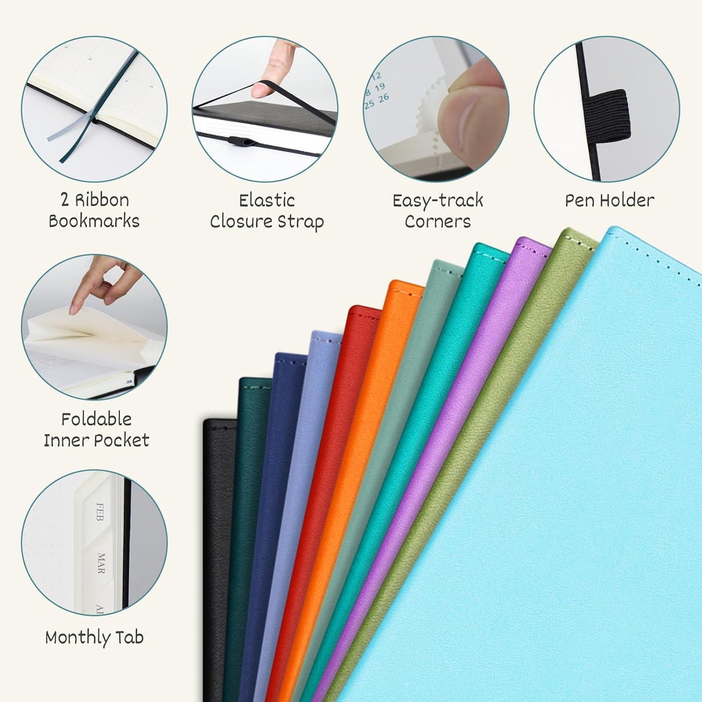 BEZEND 2026 Planner Weekly and Monthly (8.5" x 11") Daily Calendar with Half-Hourly Timeslots & Tab (Jan-Dec) Note & Expenses, Pen Holder, Inner Pocket, Vegan Leather Hardcover - Red