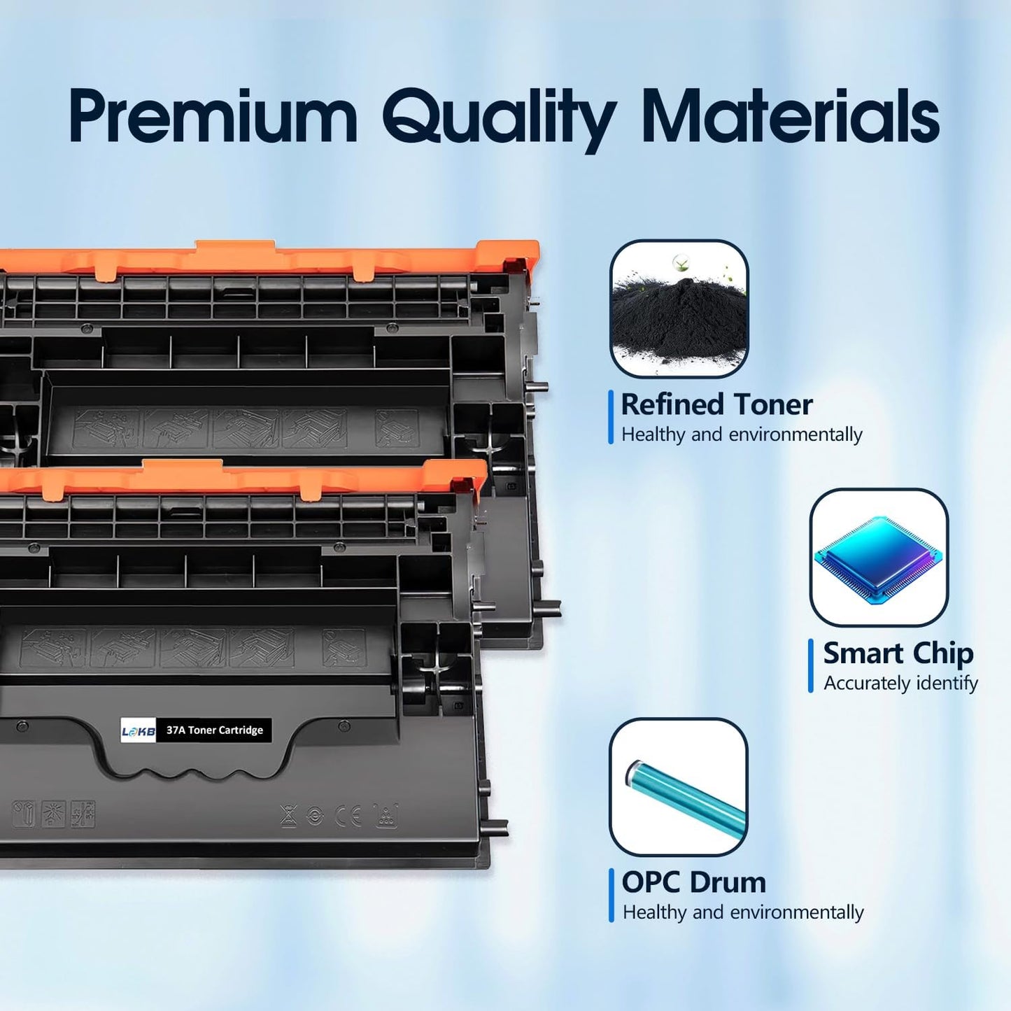 37A Black Toner Cartridges Replacement Compatible for 37A CF237A M607 M608 Toner Enterprise M607n M607dn M608n M608dn M608x M609 MFP M631 M632 M633 Printer (2 Black)