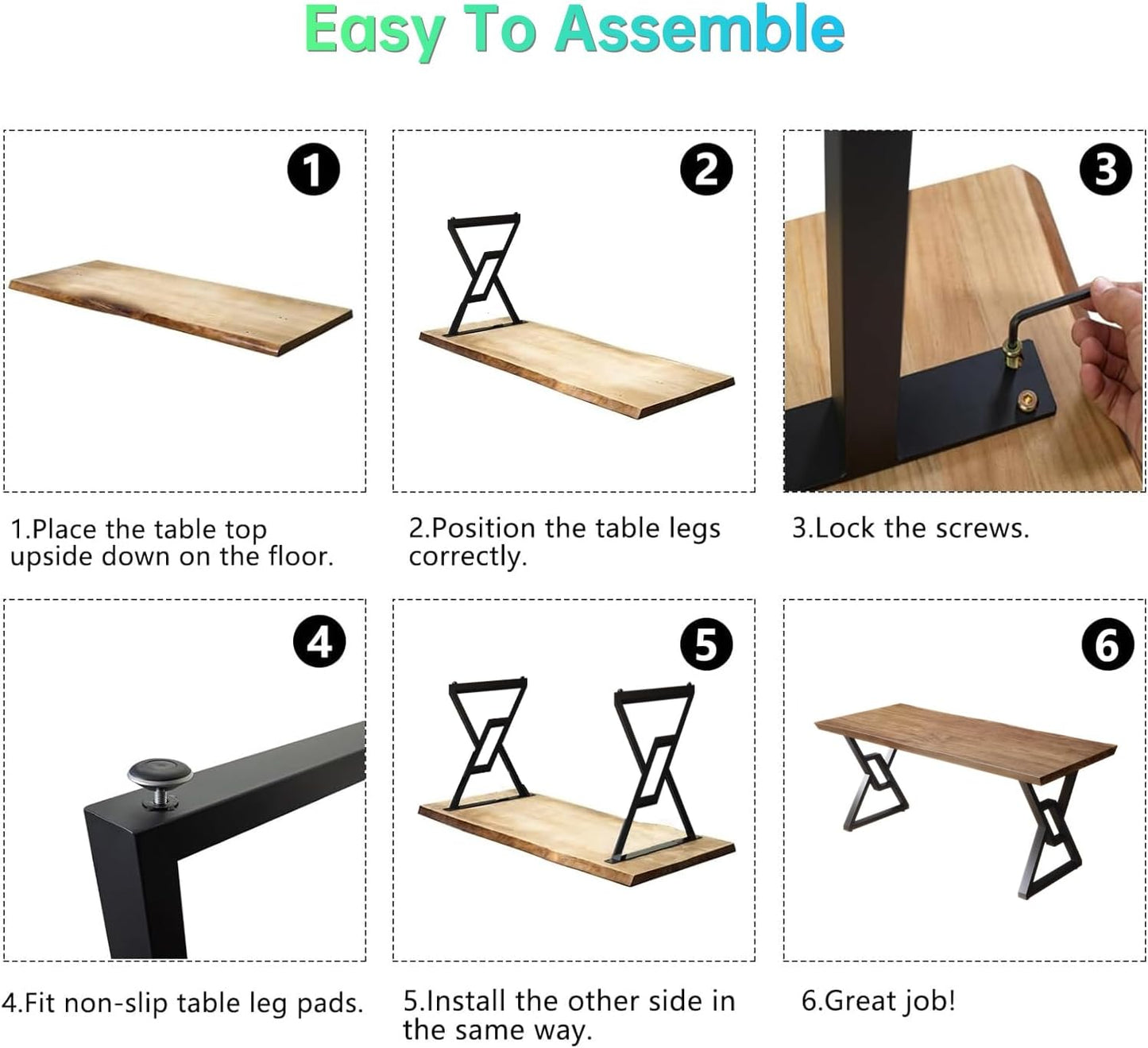 Solid Wood 55-inch Computer Desk - Large Office Desk for Home Office, Modern and Simple Design, Industrial Executive Work Table, Steady Home Office Bedroom Furniture for Study Reading Writing Dining
