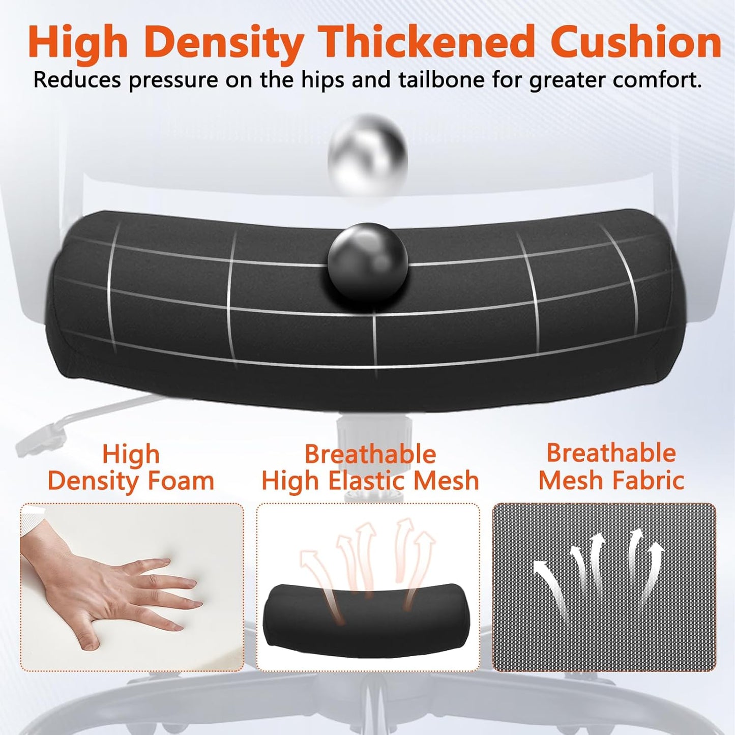 CLATINA Ergonomic Rolling Mesh Desk Chair with Executive Lumbar Support and Adjustable Swivel Design for Home Office Computer Black 4 Pack