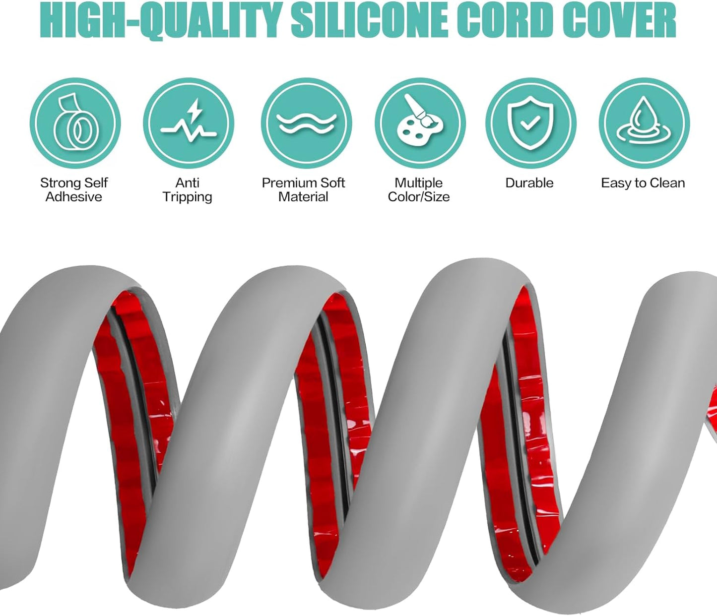 Floor Cord Cover Self Adhesive Cord Hider,3.3FT Cable Management, Extension Strip Protector for Wires, Prevent Cable Trips for Offices, Gyms, Exhibitions Cavity:0.3"(W) x 0.28"(H) Gray