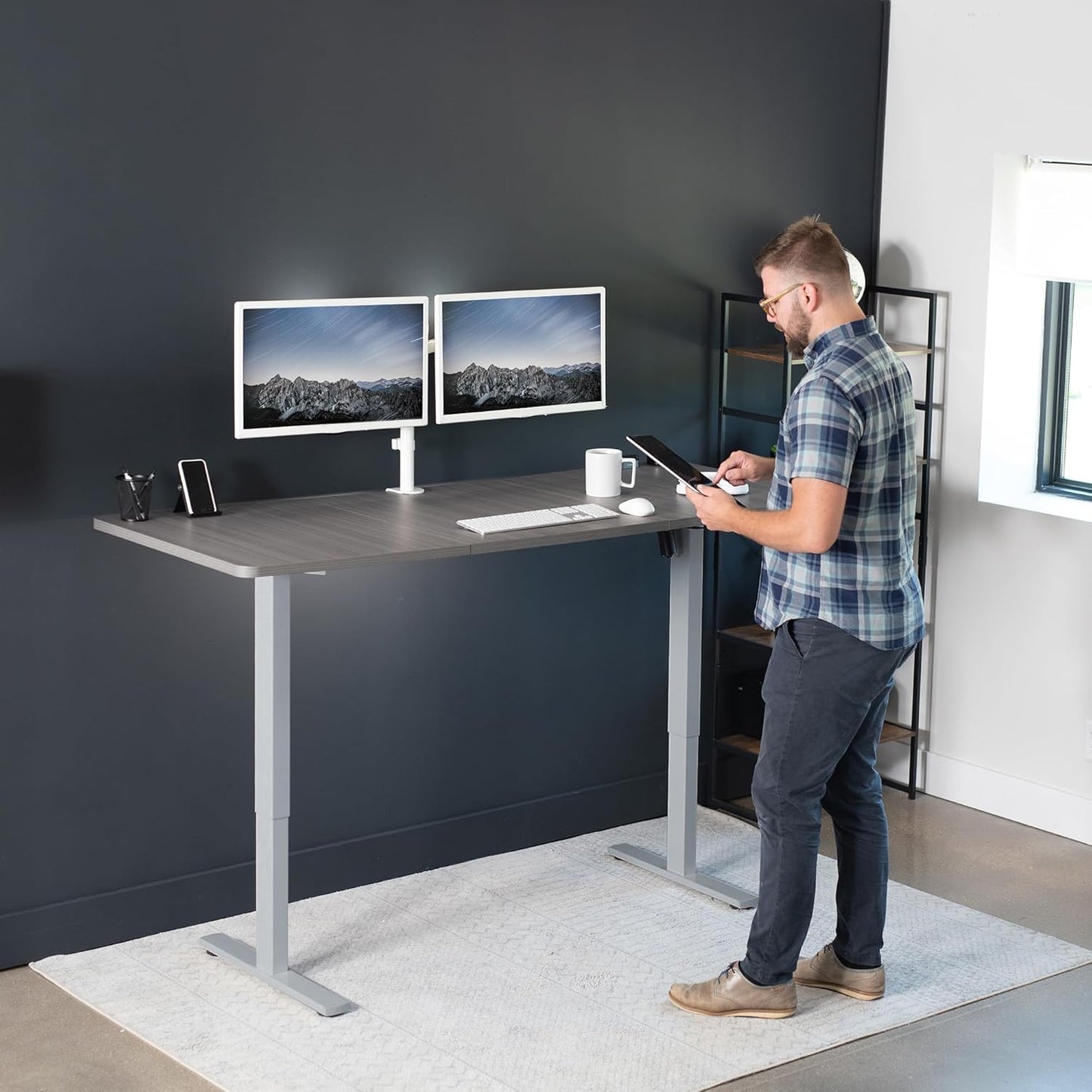 VIVO Electric 71 x 30 in Standing Desk, Memory Height Adjustment, 1B Series, Dark Gray Top Gray Frame, DESK-KIT-1G7G
