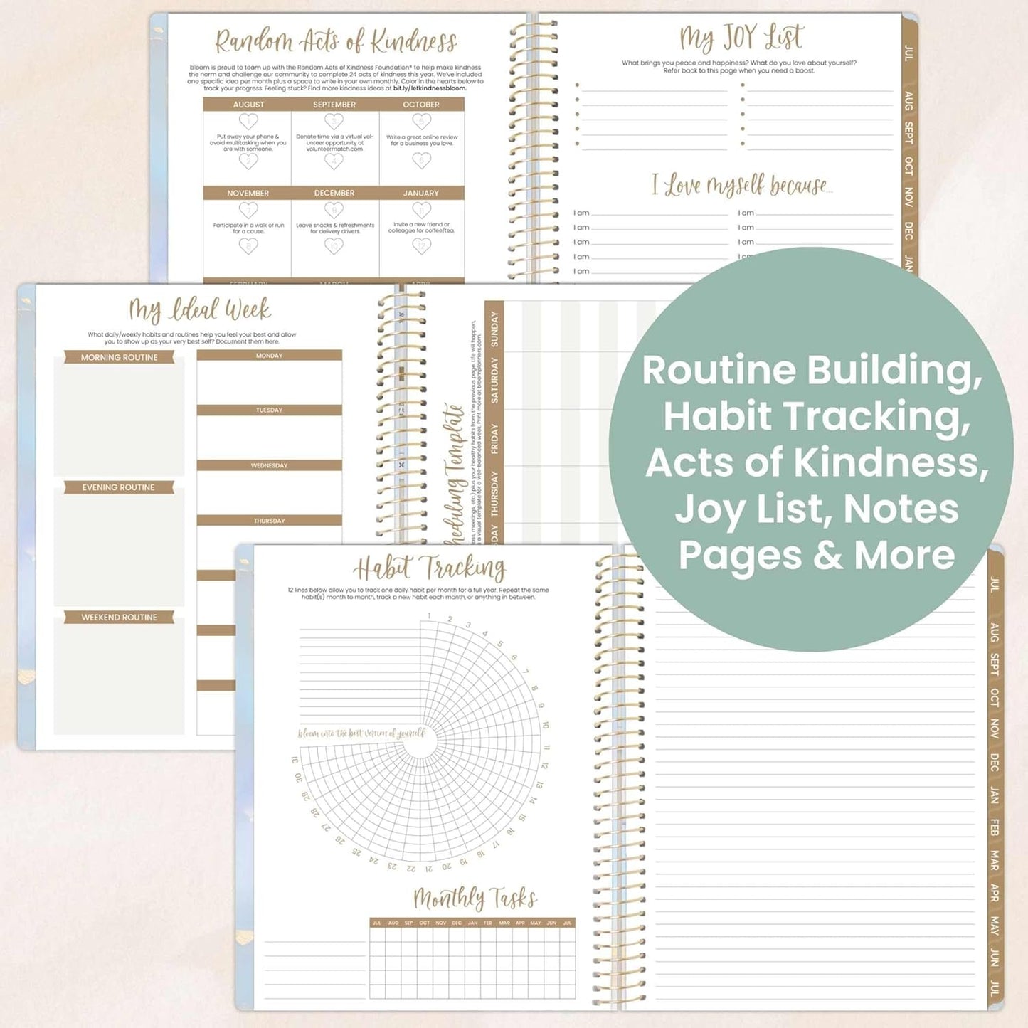 bloom daily planners 2025-2026 (8.5" x 11") Academic Year Day Planner (July 2025 - July 2026) - Weekly & Monthly Dated Agenda Organizer with Stickers & Tabs - Iridescent Opal