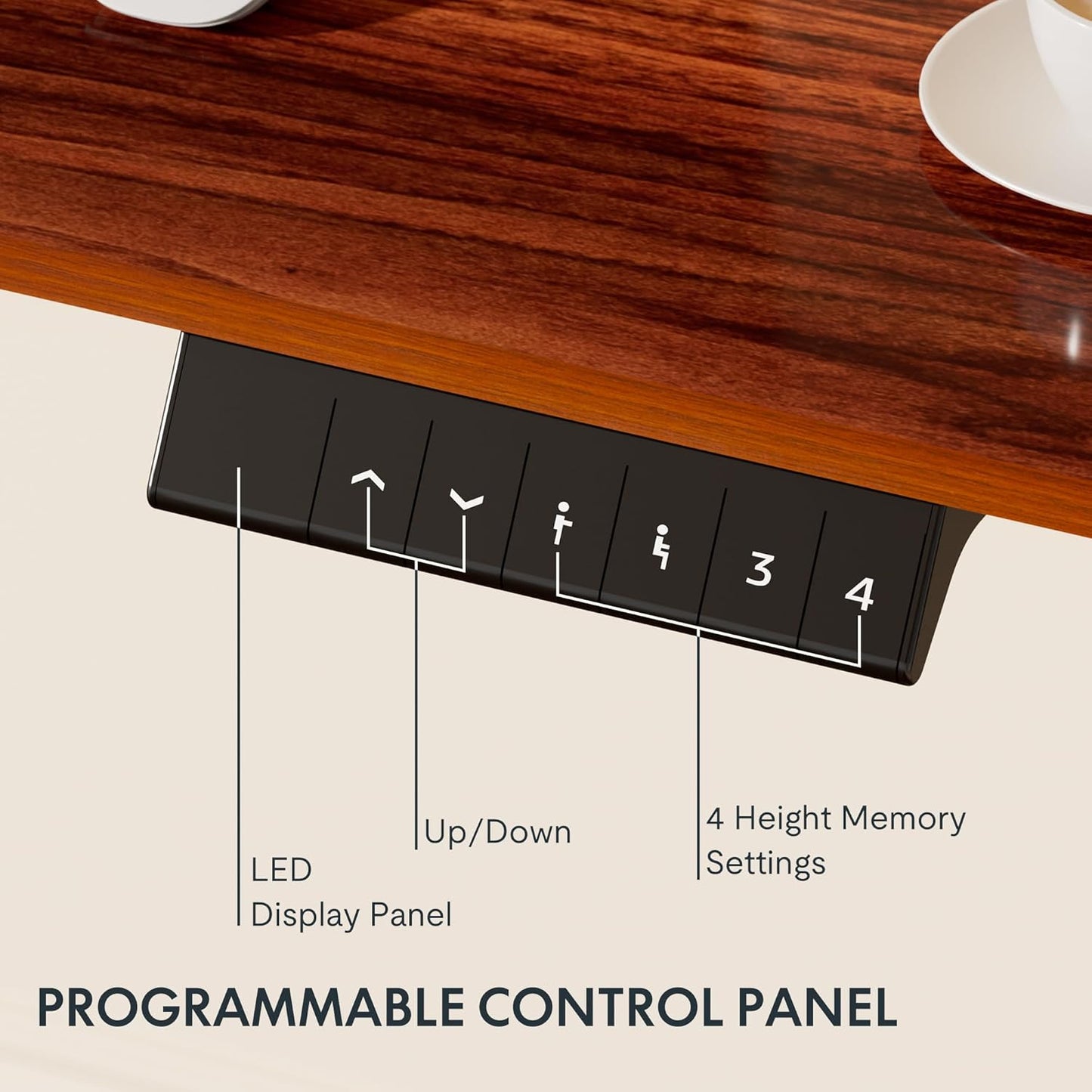 FLEXISPOT EN1 Whole-Piece Standing Desk, 48 x 30 Inches Electric Adjustable Desk for Home Office (Silver Frame + 48 in Mahogany Top, 2 Packages)