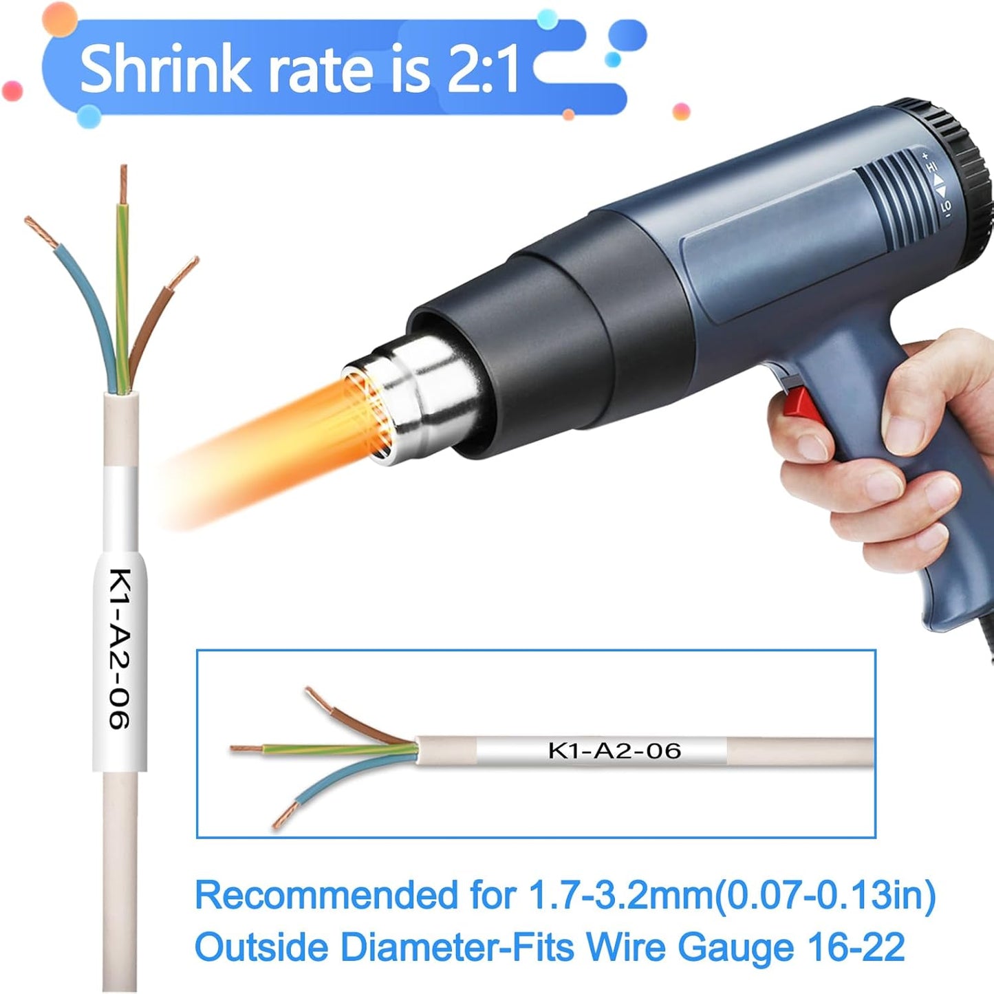 HSe211 HS211 HSE-211 HS-211 Heat Shrink Tubes Label Tape 1/4" (5.8mm) x 4.92 ft Compatible for PTD400 D600 PTH300 PTE300 PTE500 PT-E550W PT-P700 PT-P750WVP, Black on White, 2 Pack