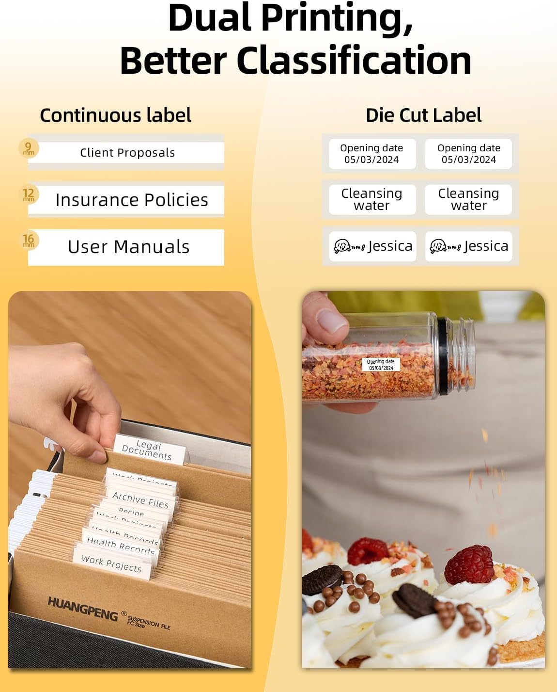 Makeid L1 HD Label Maker Machine with Tape - Portable & Rechargeable Label Makers Compatible with 9 12 16mm Waterproof Tape - Mini Bluetooth Labeler for Organizing Office Home School - 300DPI