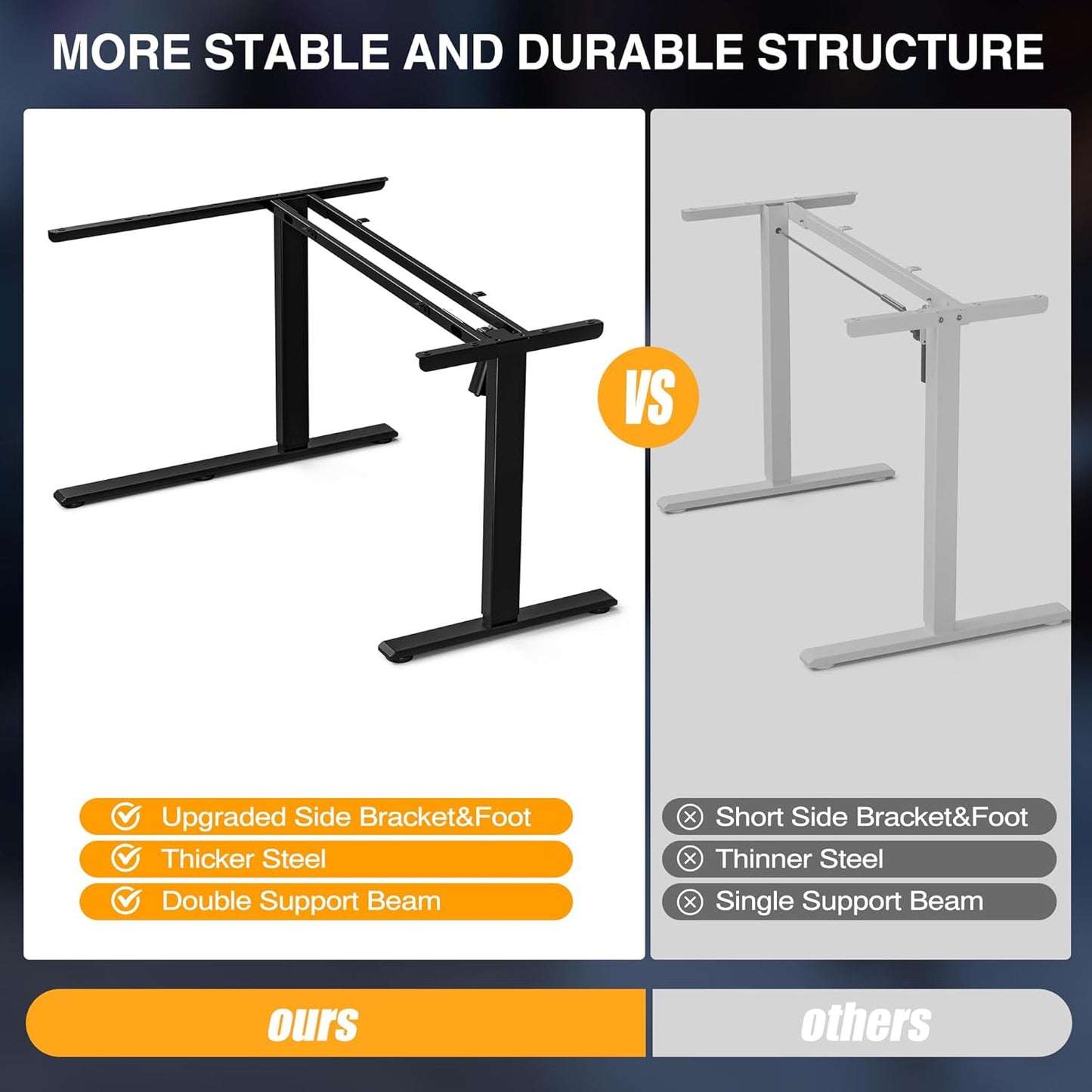 59 Inch L Shaped Standing Desk Adjustable Height,Gaming Electric Corner Standing Desk, Sit Stand Computer Table with Reversiable Splice Board, Black Carbon