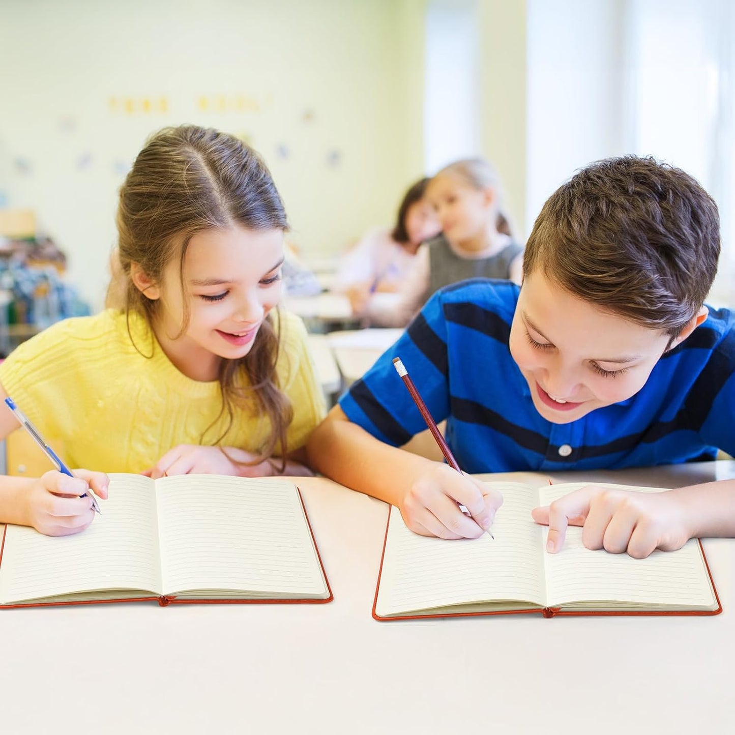 Honoson 20 Pack Lined Journal Notebooks A5 Hardcover Executive Notebook 5.5" x 8.3" PU Leather Wide Ruled Journals Bulk with Elastic Band for Home Business Office School Supplies(Orange)