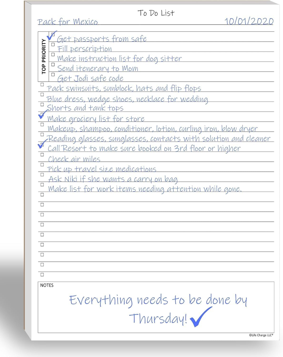 TO DO List Planner Notepad, 60 Page Planning Pad. Undated ToDo Checklist w/Priority & Note Sections. Organize & Track Projects, Clients or Daily Tasks. 8.5 X 11, A4 Tear Sheets.