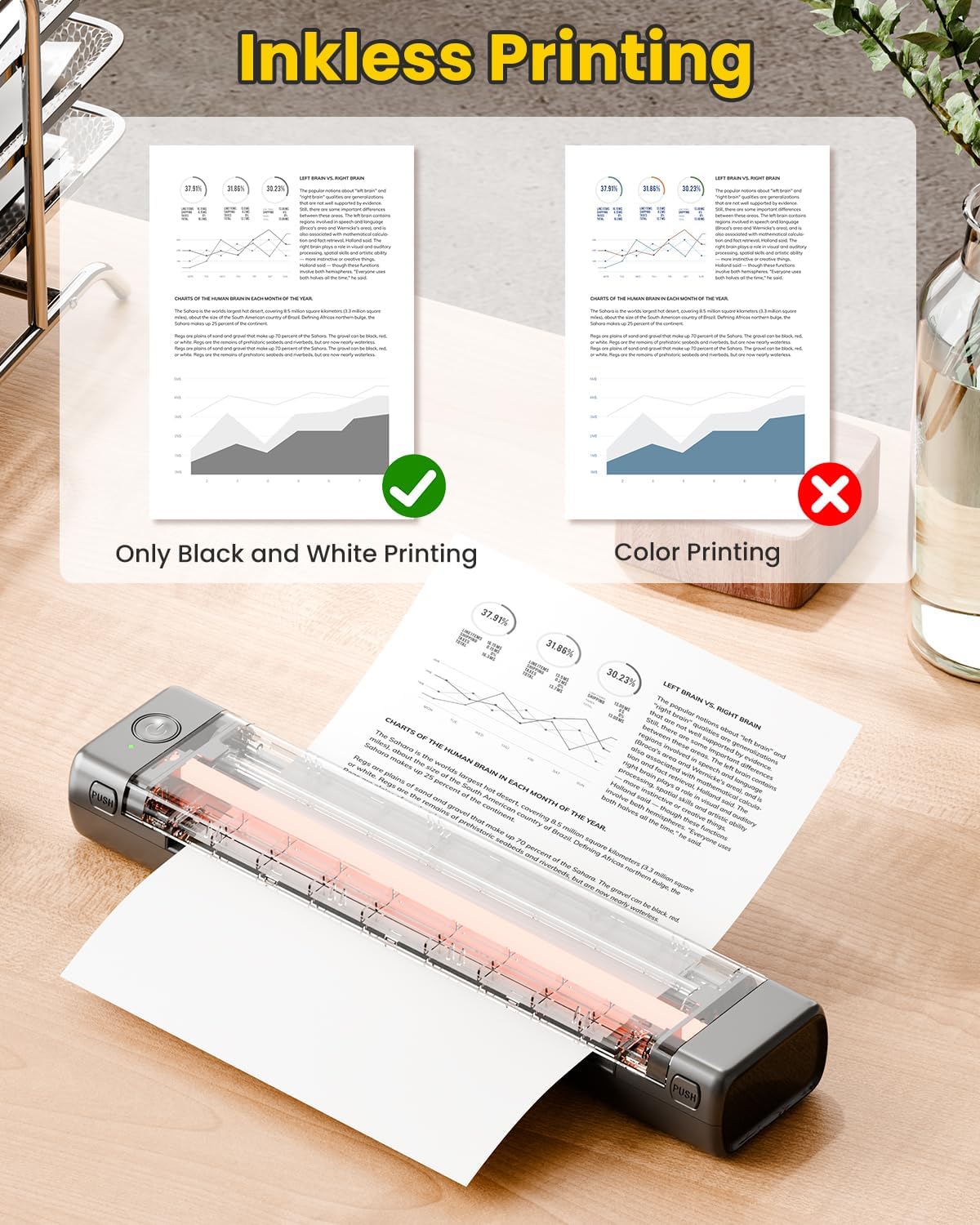 Phomemo Portable Printers Wireless for Travel, M08F Thermal Bluetooth Printer Support for 8.5"x11" US Letter, Small Inkless Printer Compatible with iOS, Android, Laptop for Car, Office, Home