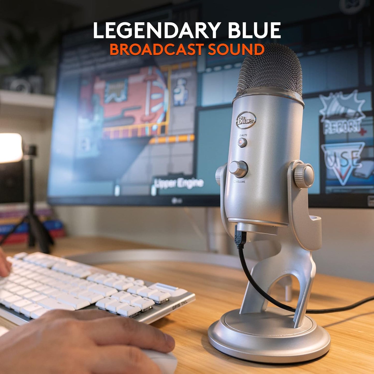Logitech Creators Blue Yeti USB Microphone for Gaming, Streaming, Podcast, YouTube, Discord, PC, Studio Sound, Plug & Play-Silver
