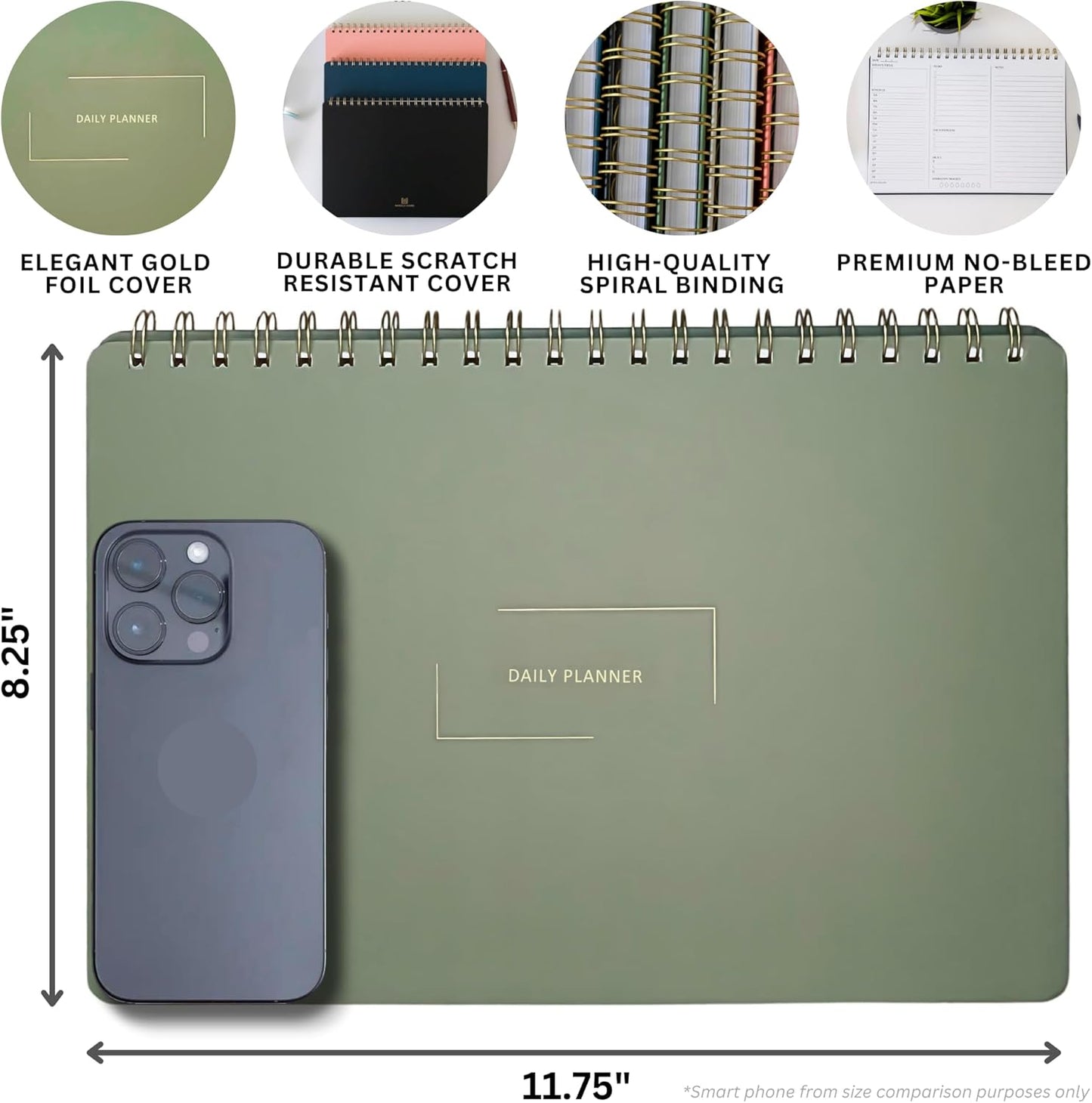 Undated Daily Planner | 8.25” x 11.75” Work To-Do Notebook | ADHD Academic Organizer | Multi-Layout | Men and Women Planner | College Supplies | Pink | Landscape Layout