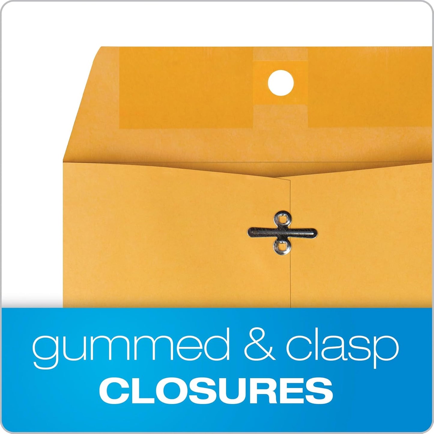Quality Park 6-1/2 x 9-1/2 Clasp Envelopes, Clasp and Gummed Closures for Storing or Mailing, Heavy-Duty 32 lb Kraft Paper, 100 Per Box (QUA37763)