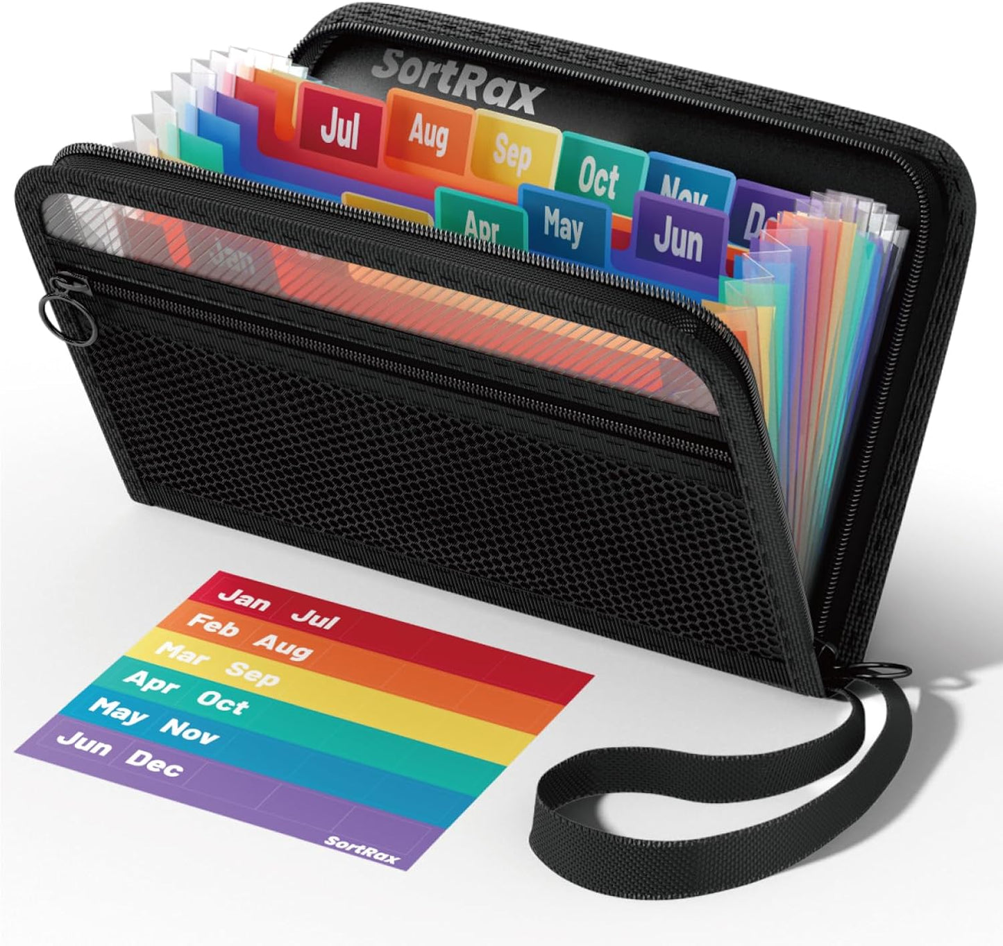 Small Receipt Coupon Organizer, A6 Size 12 Pockets Accordion File Organizer, 8X5.3 Inches, Zipper Closure