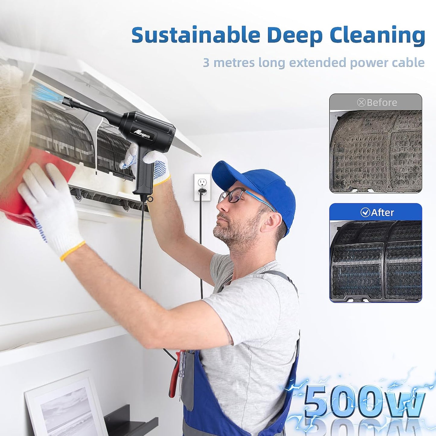 ATEngeus Air Duster, Stepless Speed Electric Air Duster, Multi-Use Compressed Air Duster, Keyboard Cleaner, Replace Canned Air, Air Blower for Clean Dust, Hairs, Laptop, PC