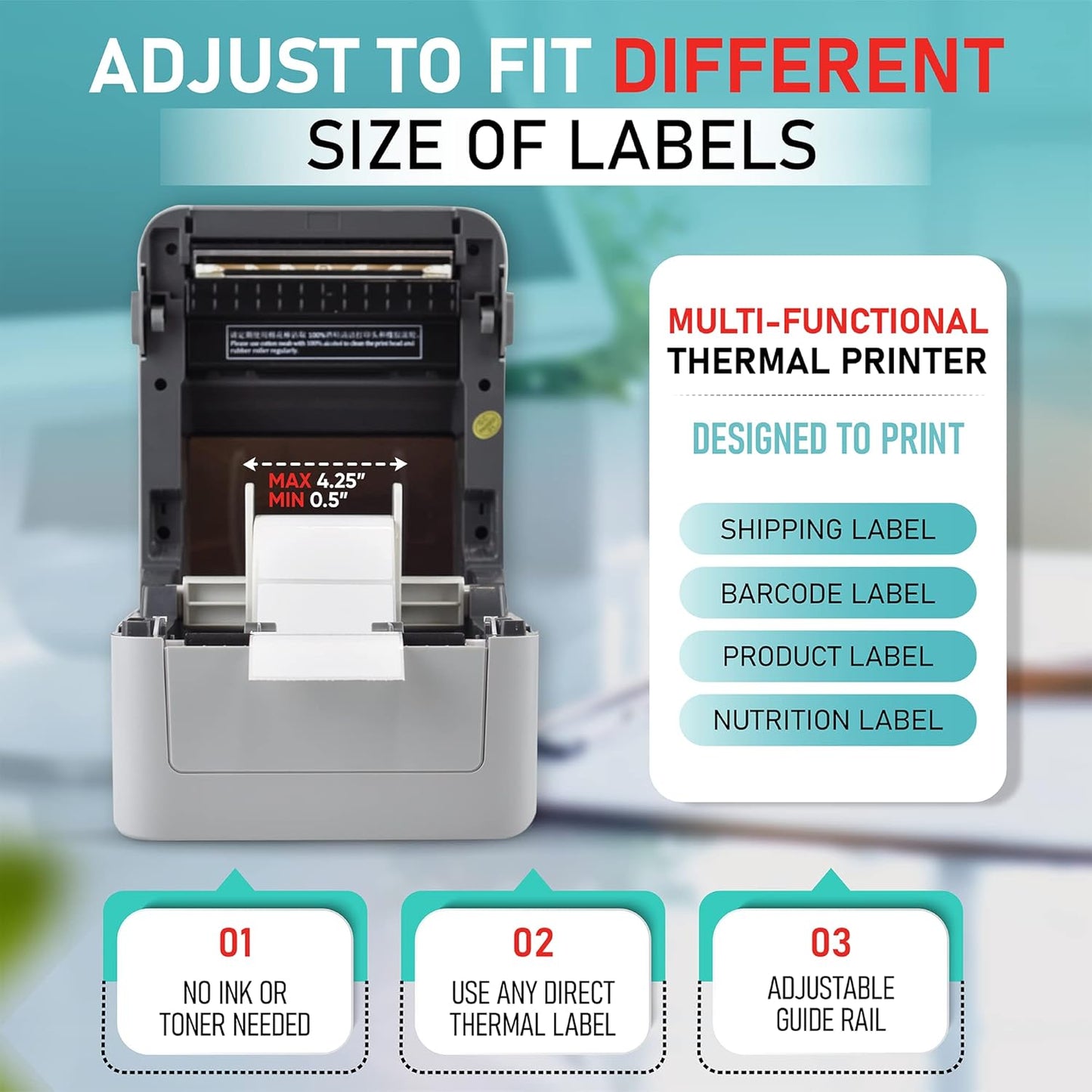 2054K Shipping Label Printer with USB & Wireless Connectivity – Compatible with iOS, Android, Windows, macOS, and ChromeOS for 4x6 Direct Thermal Labels