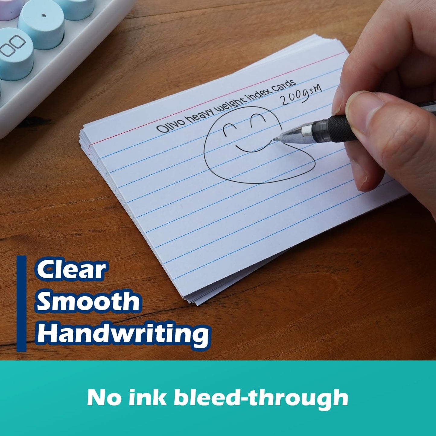 Index Cards 3x5 Lined Ruled Flash Note Cards 3" x 5", White, 200 Count, 200 GSM Heavy Weight