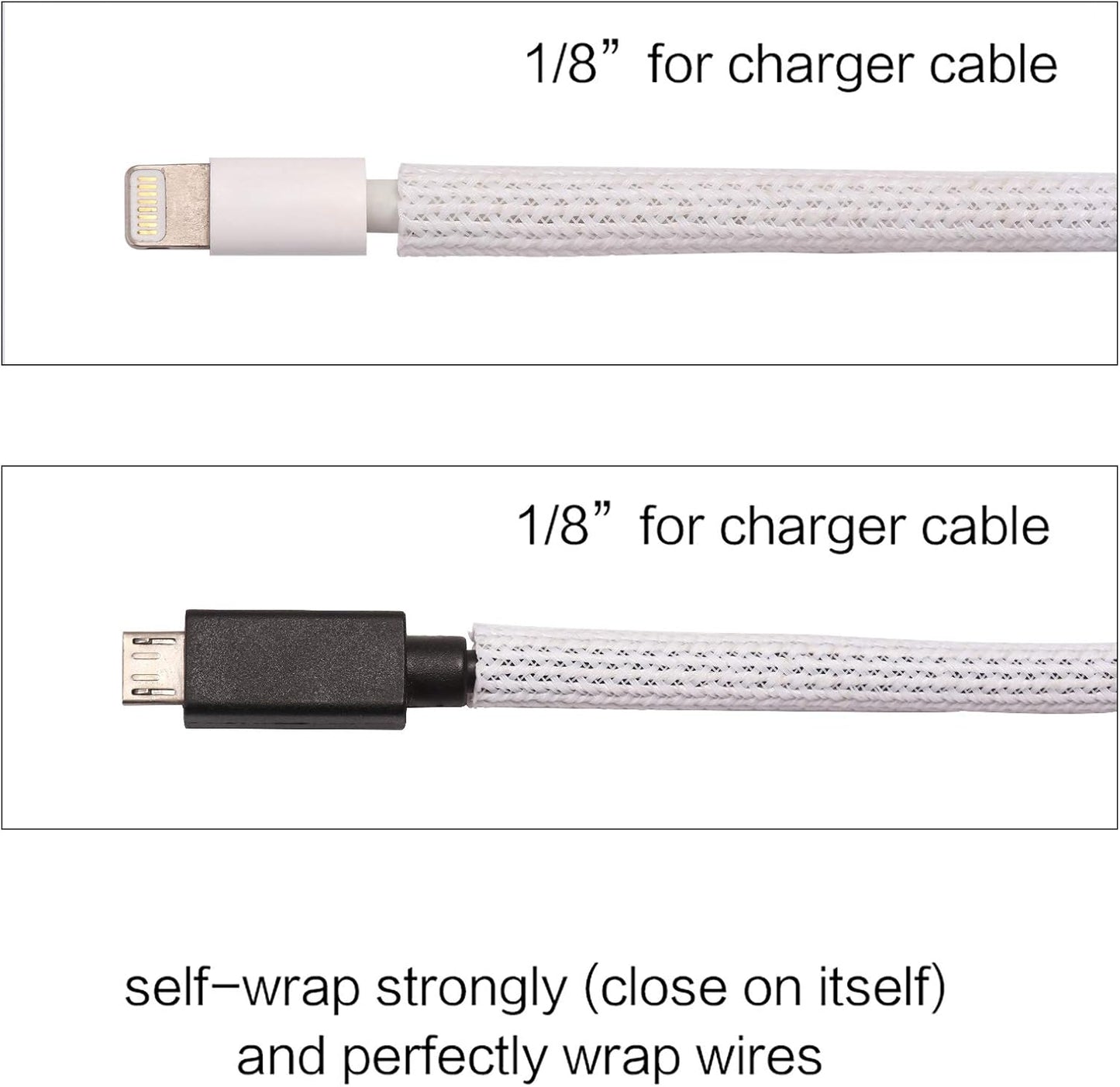 Alex Tech 25ft - 1/8 inch Cord Protector Wire Loom Tubing Cable Sleeve Split Sleeving for USB Cable Power Cord Audio Video Cable - Protect Cat from Chewing Cords - White