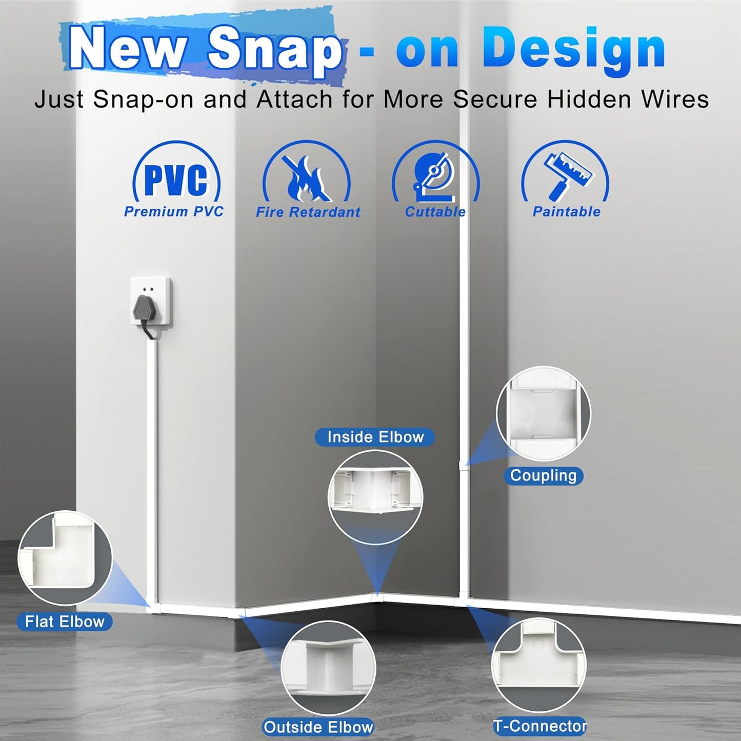 Cable Covers for Cords on Wall-392.5in Wire Hider for TV on Wall, White Cable Concealer, 25 x L15.7in W0.95H 0.55in