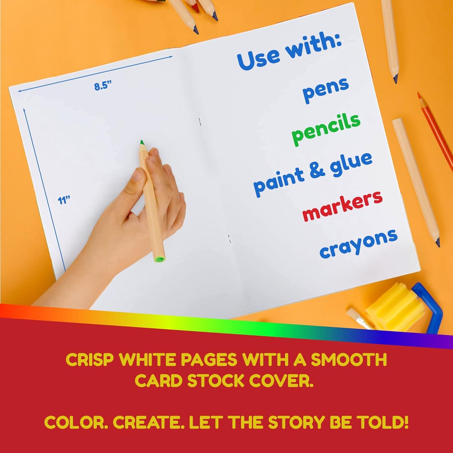 Hygloss Blank Books 8.5 x 11 Inches - 10 Pack - White Paperback for Drawing & Writing - Empty Books for Journaling, Sketching or Arts & Craft